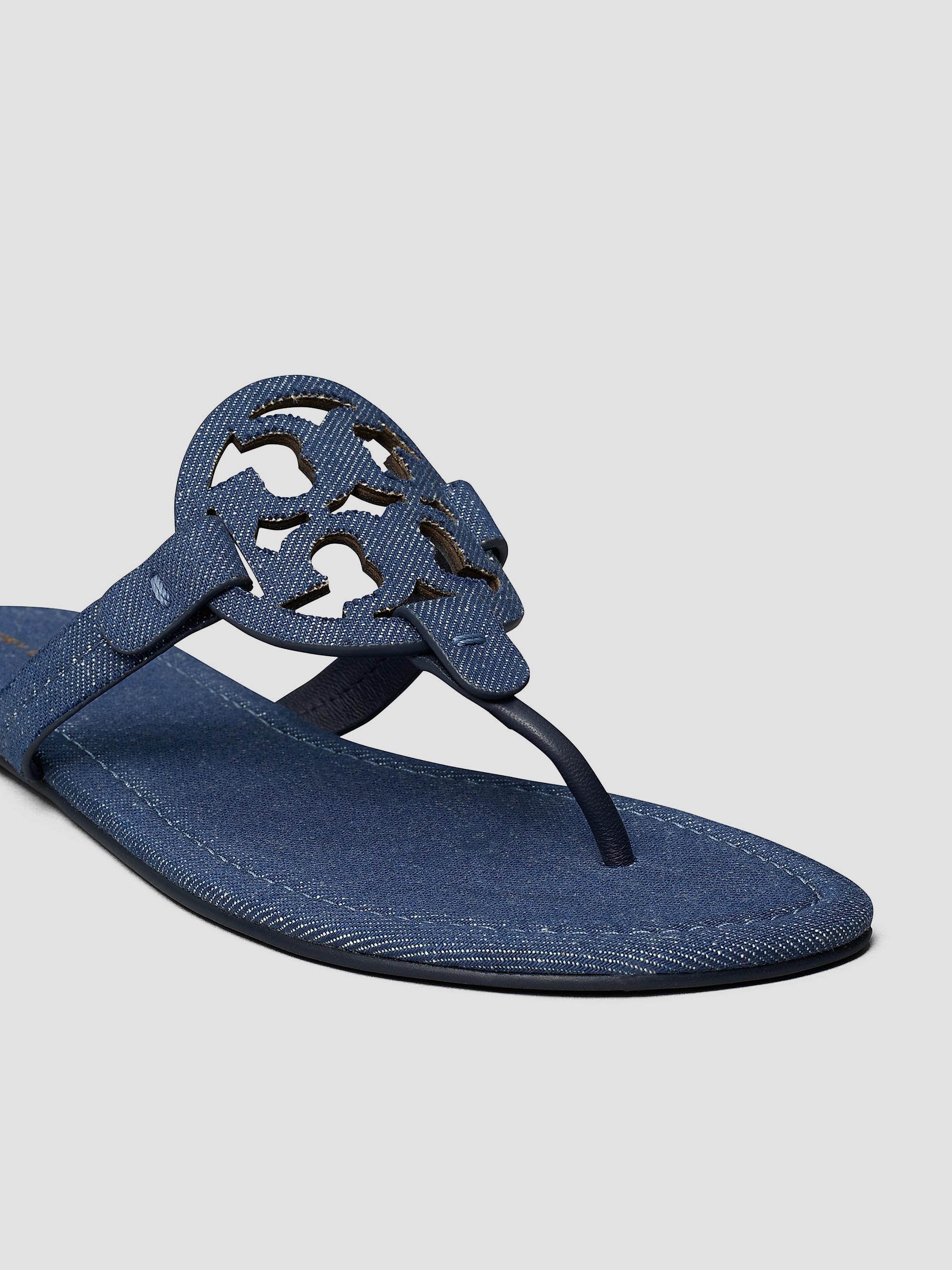 Tory Burch Miller Cotton Denim Flat Sandals | Saks Fifth Avenue