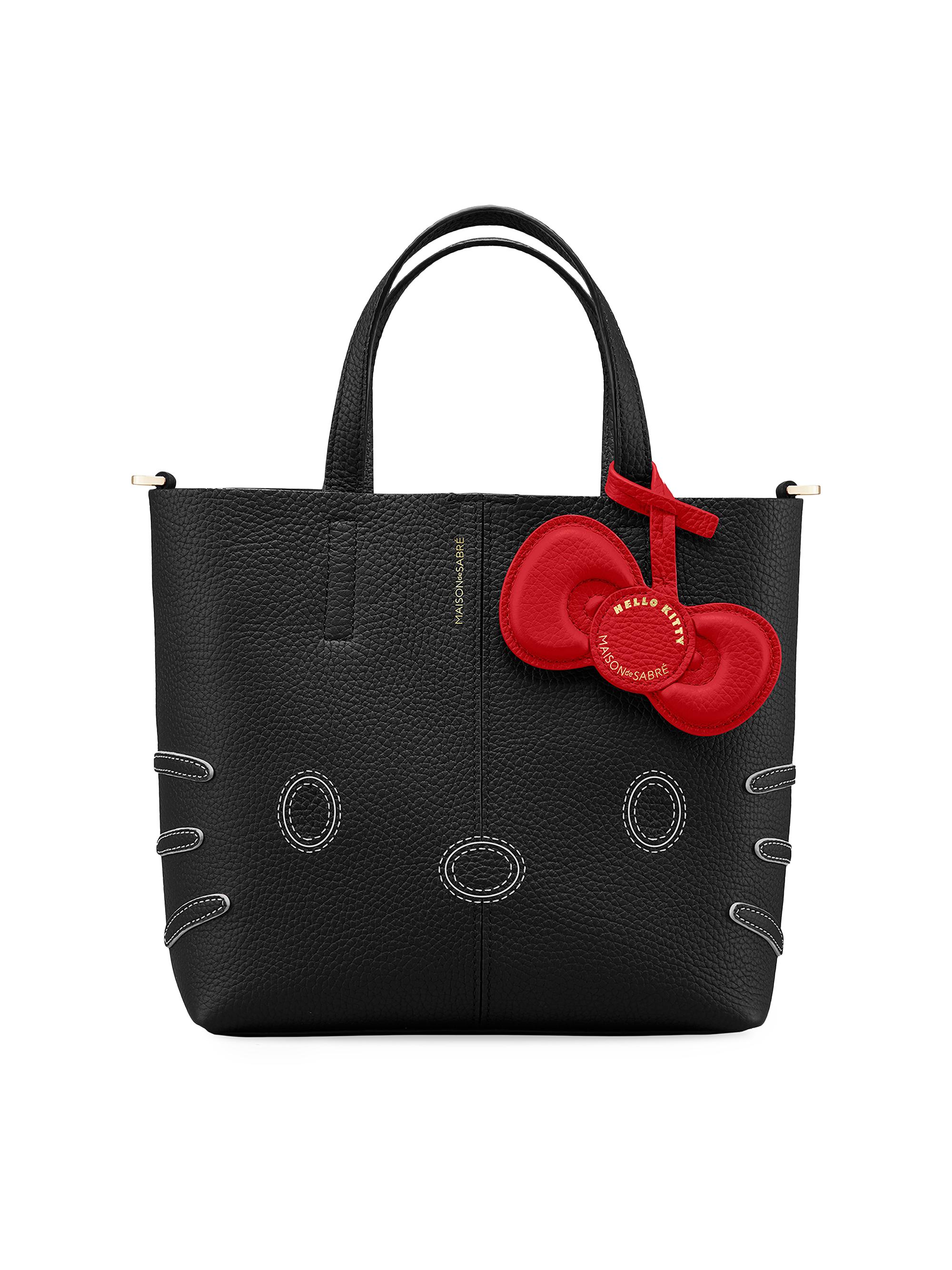 Maison de Sabre Women's Hello Kitty Leather Soft Tote Bag - Black