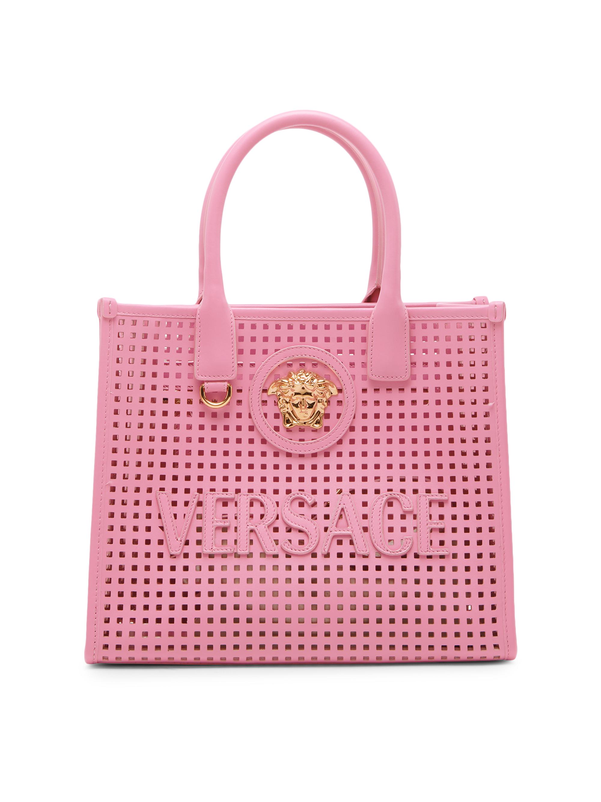Versace Women's  Medusa Perforated Leather Tote Bag - Guava  Gold