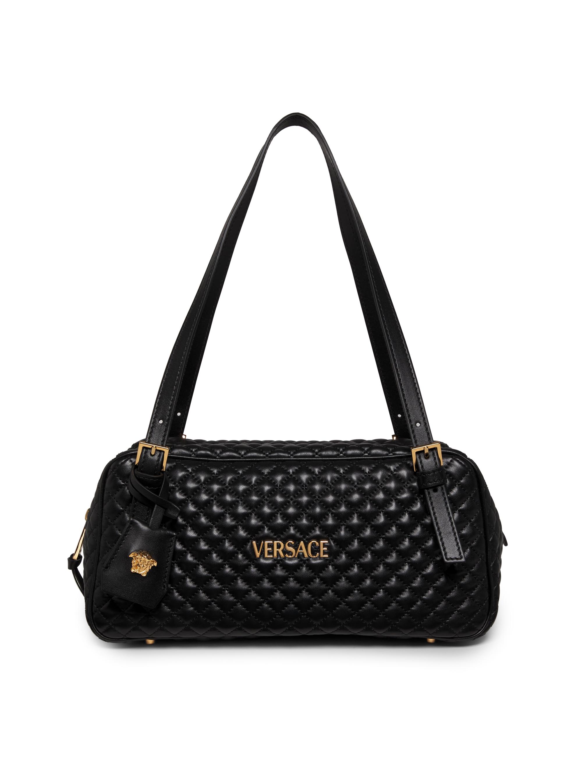 Versace Women's Quilted Leather Shoulder Bag - Black  Gold