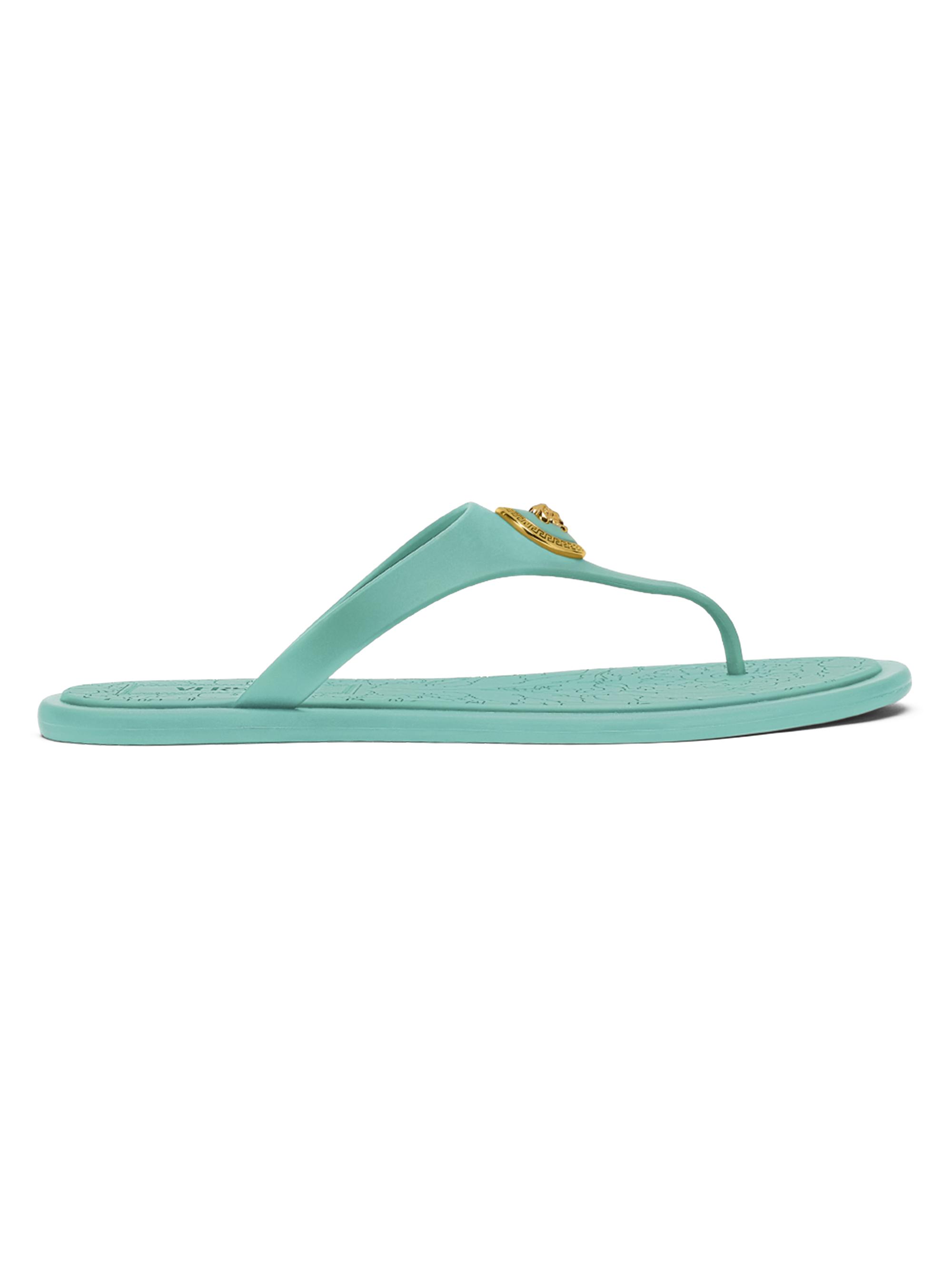 Versace Women's Medusa Baroque Flip-Flops - Pastel Blue  Gold