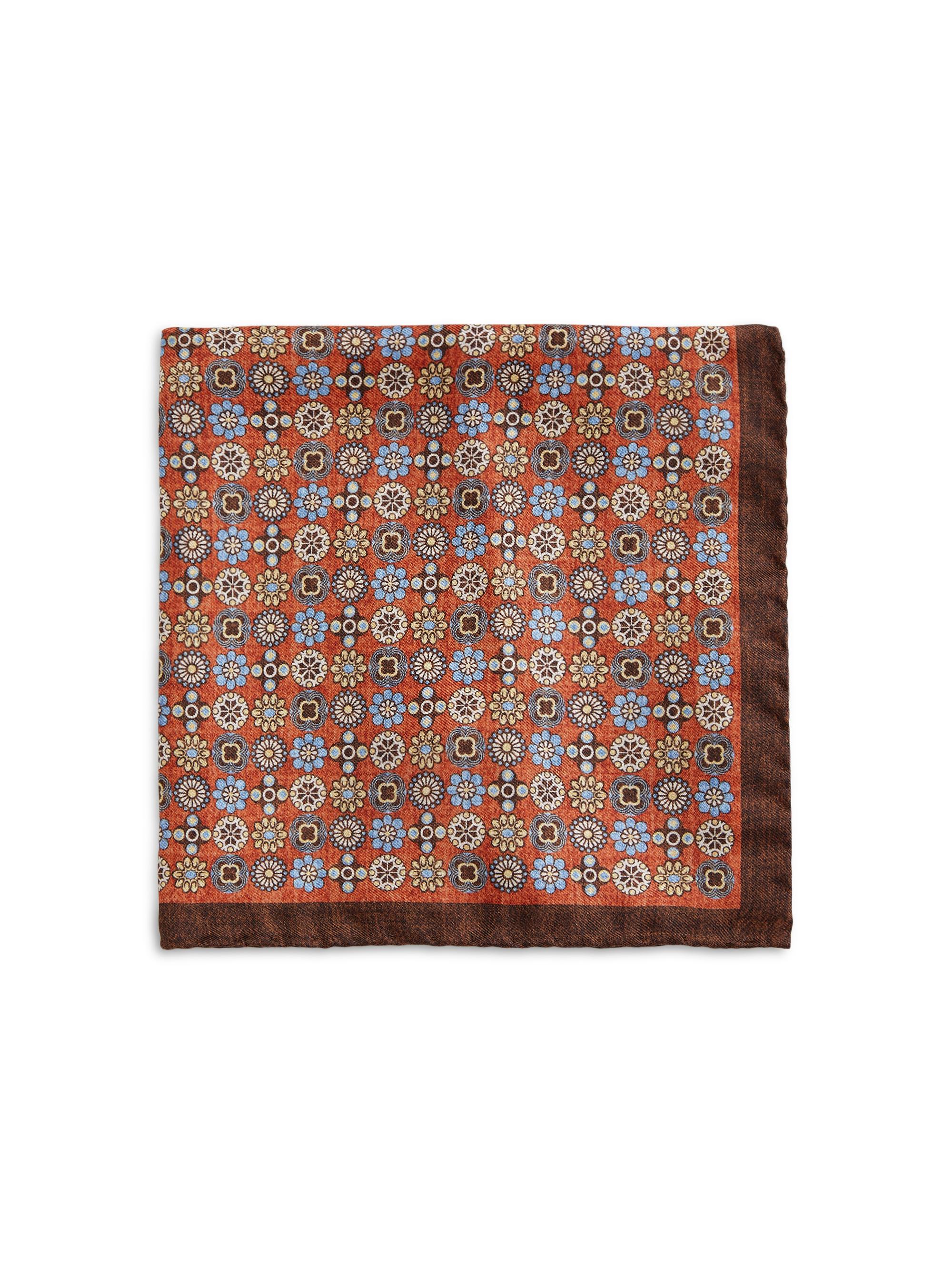 Saks Fifth Avenue Men's Floral Silk Pocket Square - Orange