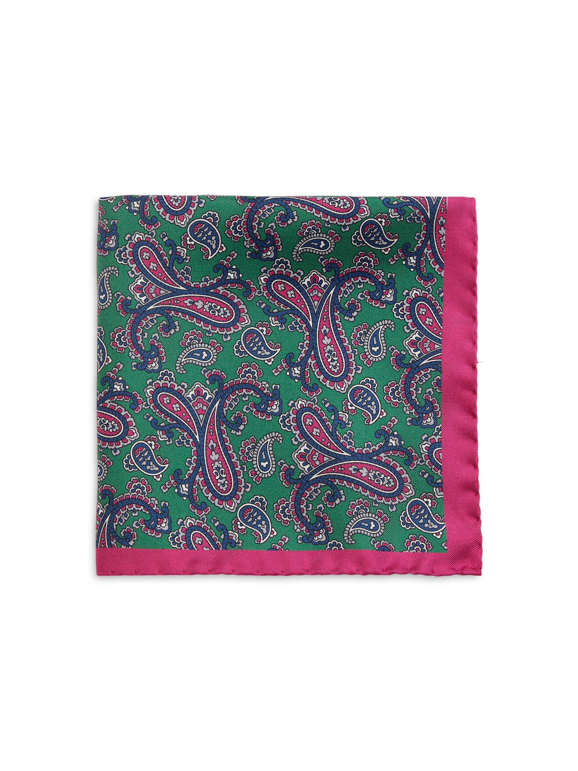 Saks Fifth Avenue Men's COLLECTION Paisley Silk Pocket Square - Green | Thumbnail 3