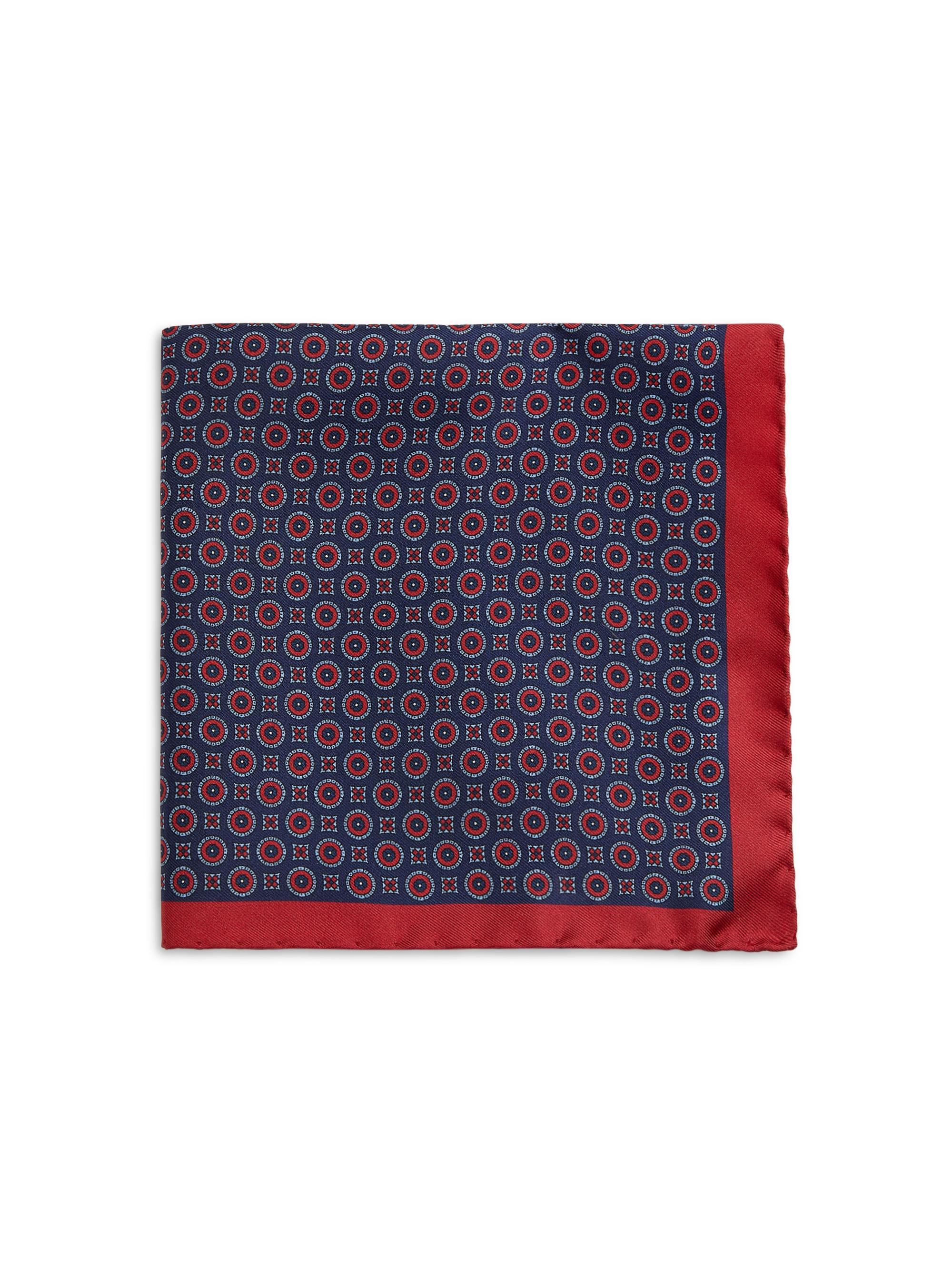 Saks Fifth Avenue Men's COLLECTION Circles & Squares Silk Pocket Square - Red