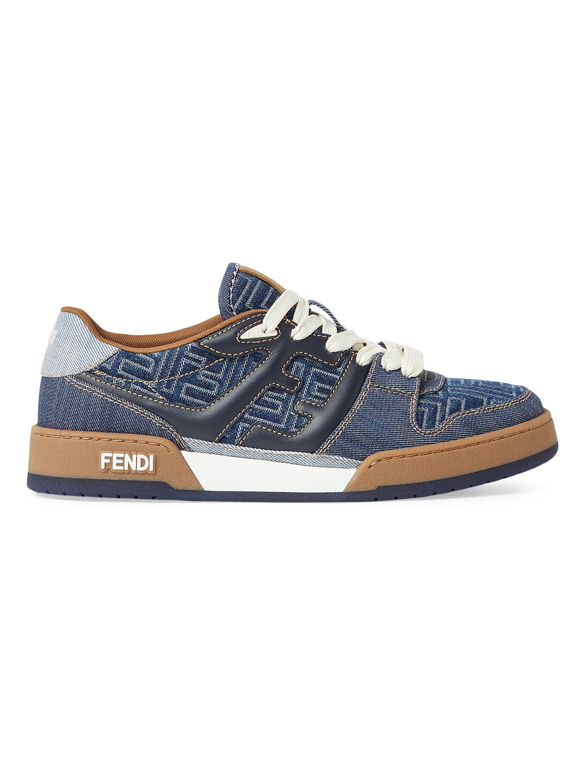Fendi Men's Match FF Denim & Leather Low-Top Sneakers - Blue