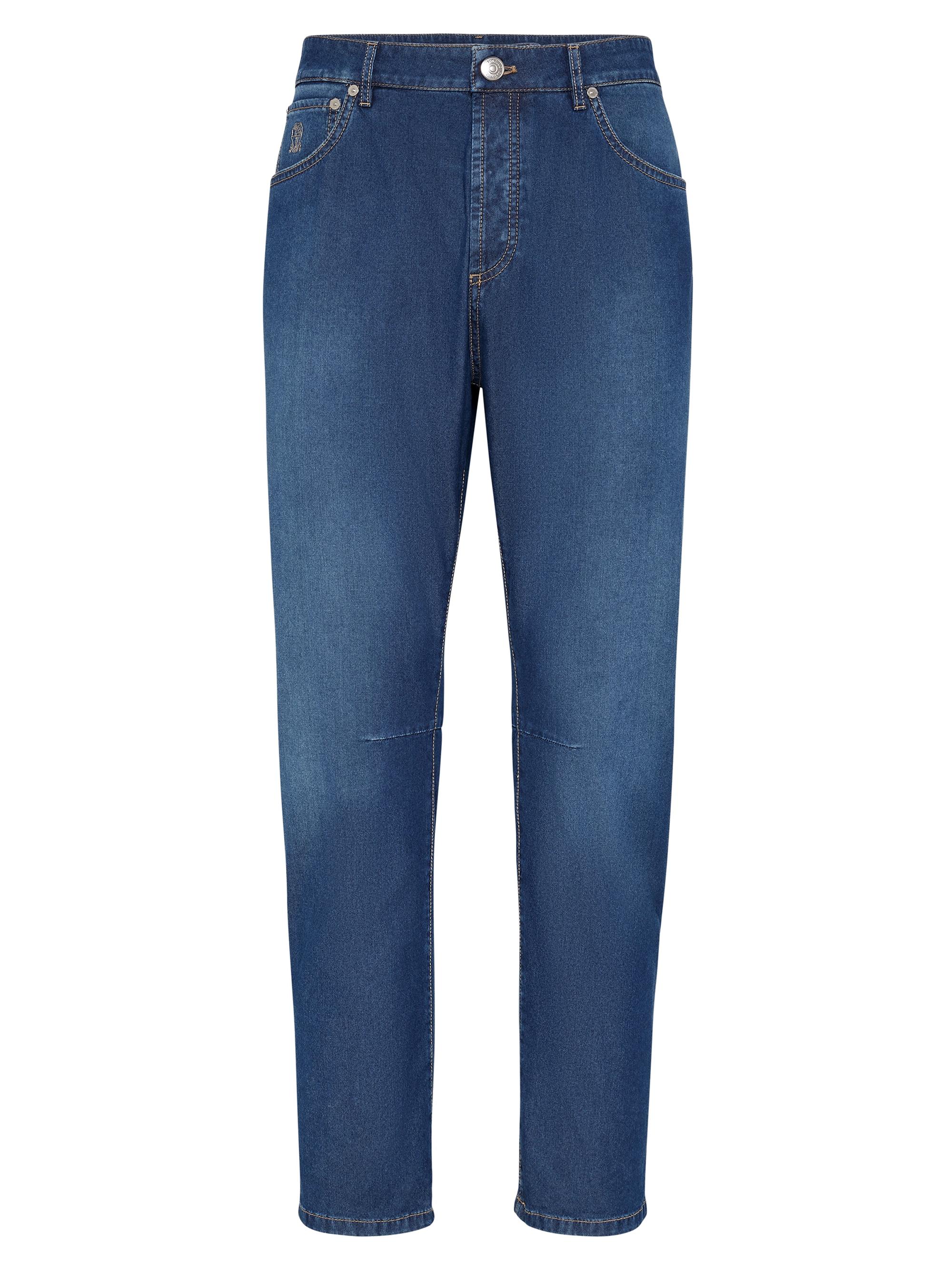 Brunello Cucinelli Men's Leisure Fit Five Pocket Jeans - Medium Denim