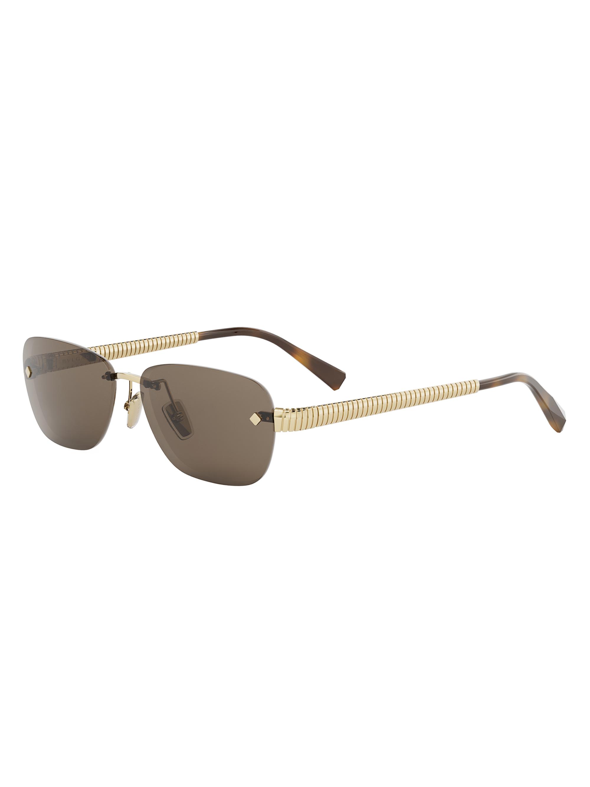 BVLGARI Women's Tubogas 55MM Rectangular Sunglasses - Gold Brown