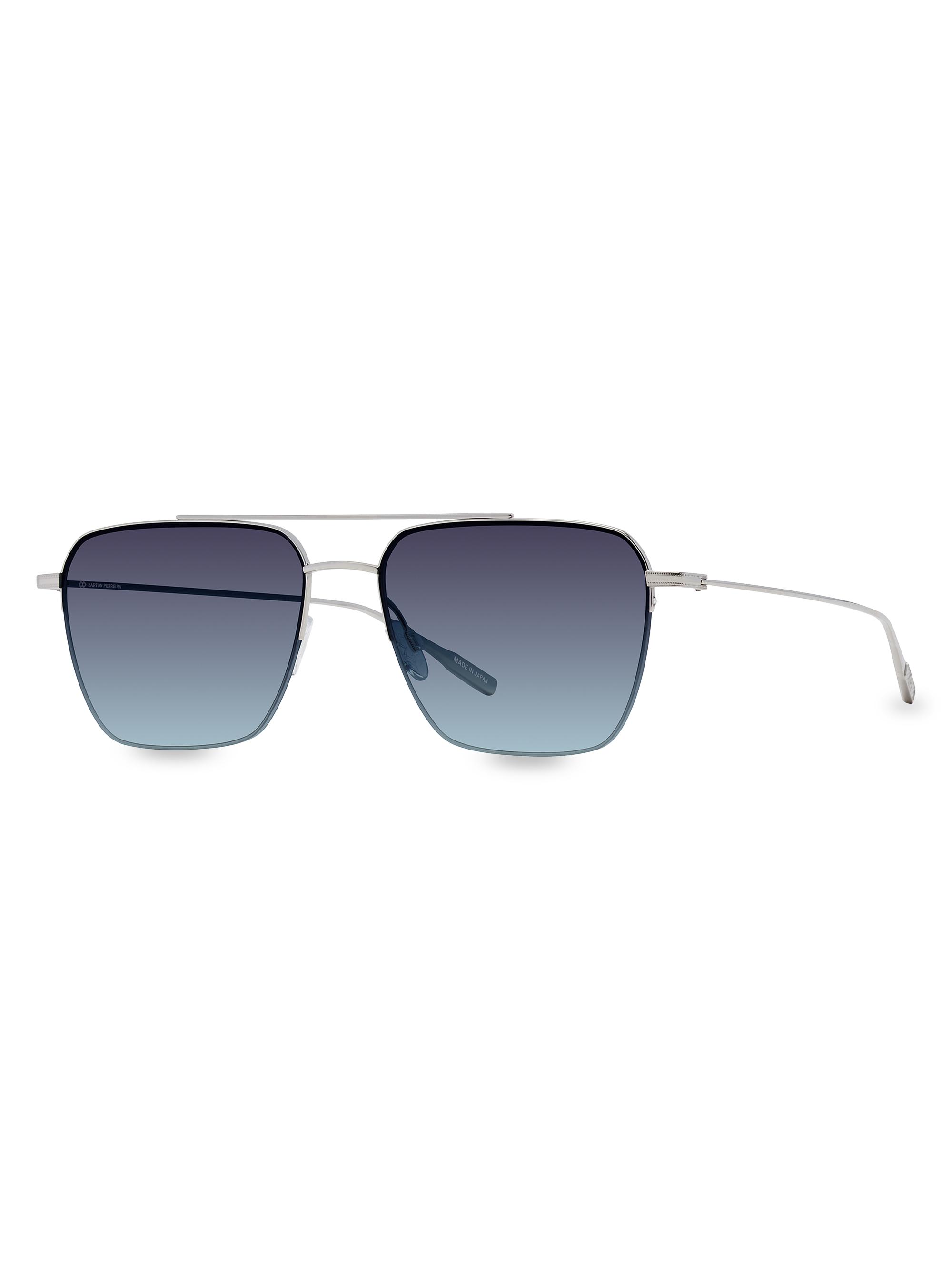Barton Perreira Men's Armstrong 55MM Aviator Sunglasses - Platinum Aegean Gradient
