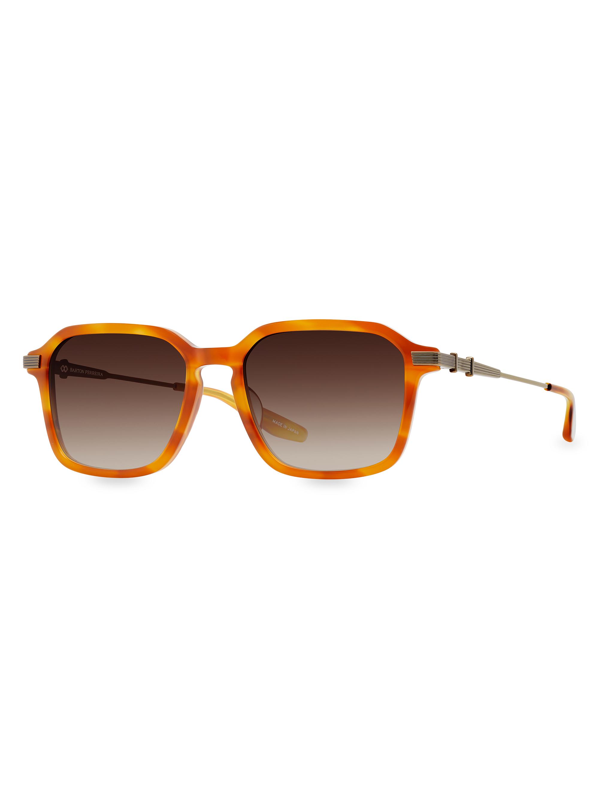 Barton Perreira Men's Delon 54MM Rectangular Sunglasses - Gold Havana Brown