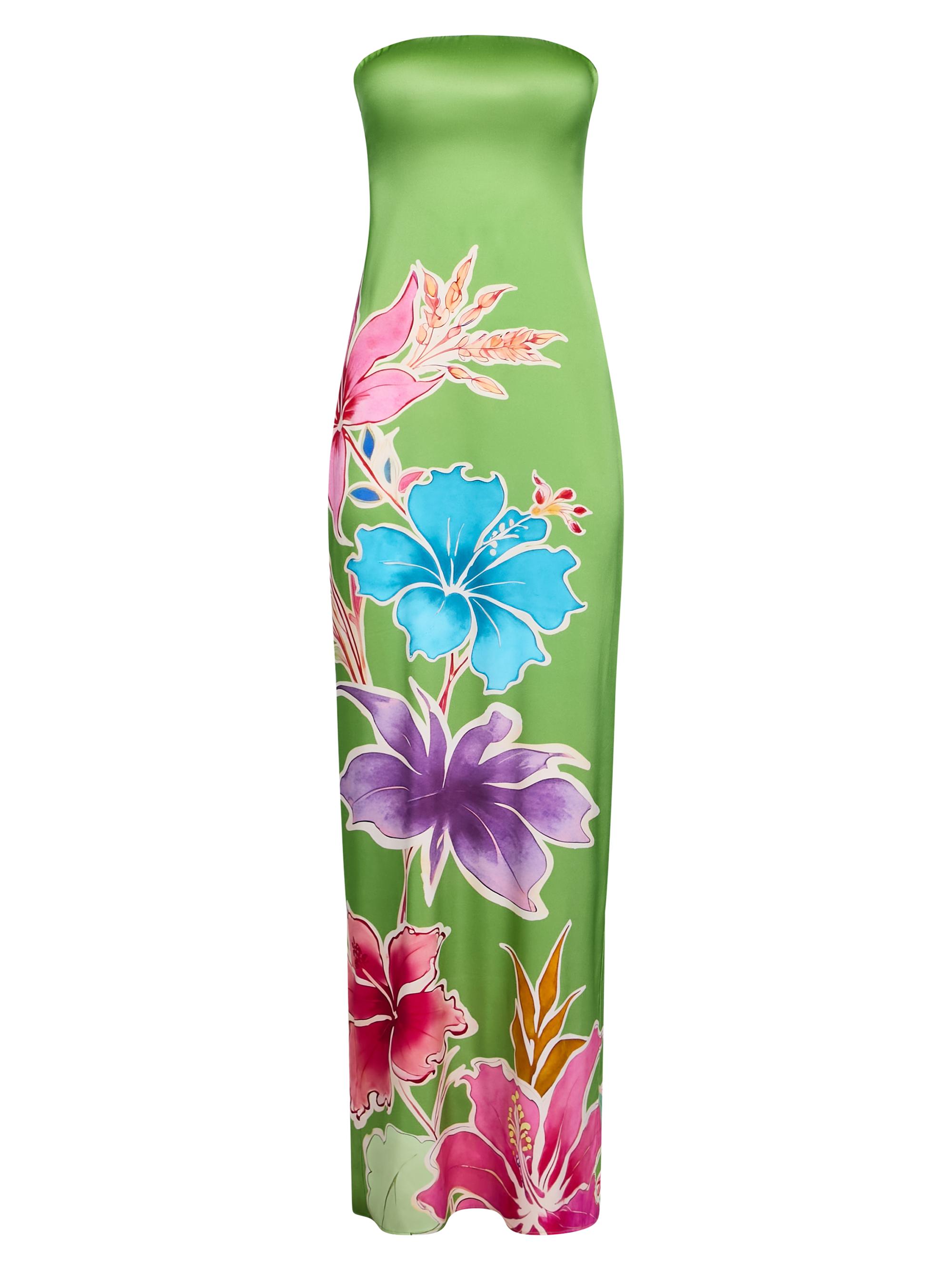 Retrofête Women's Vivi Printed Strapless Maxi Dress - Kiwi Hibiscus Floral