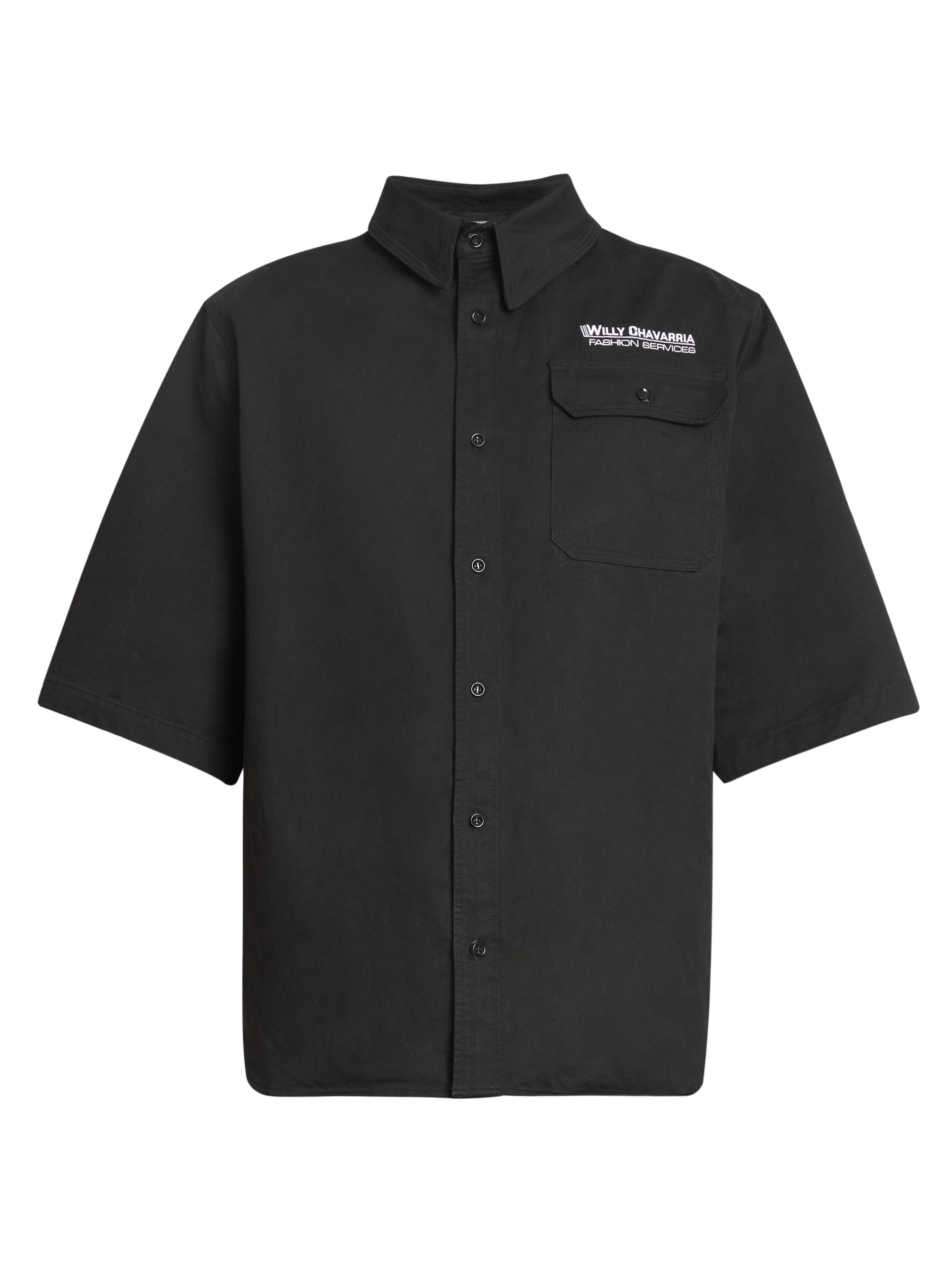 Willy Chavarria Men's Corcoran Work Shirt - Black White