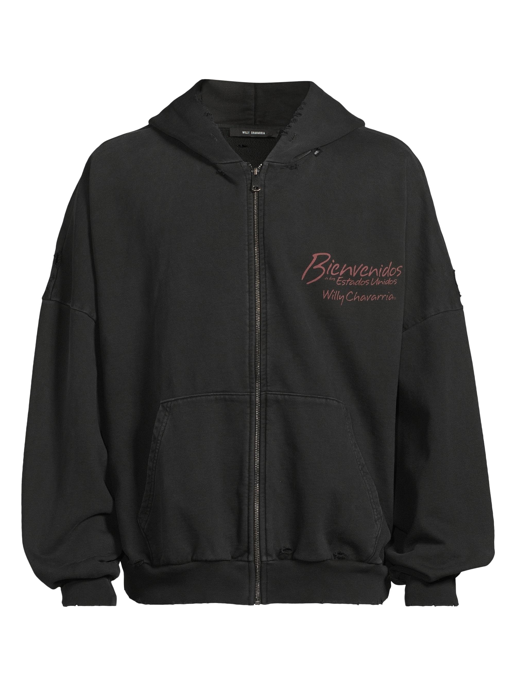 Willy Chavarria Bienvenidos Zip Cotton Hoodie | Saks Fifth Avenue