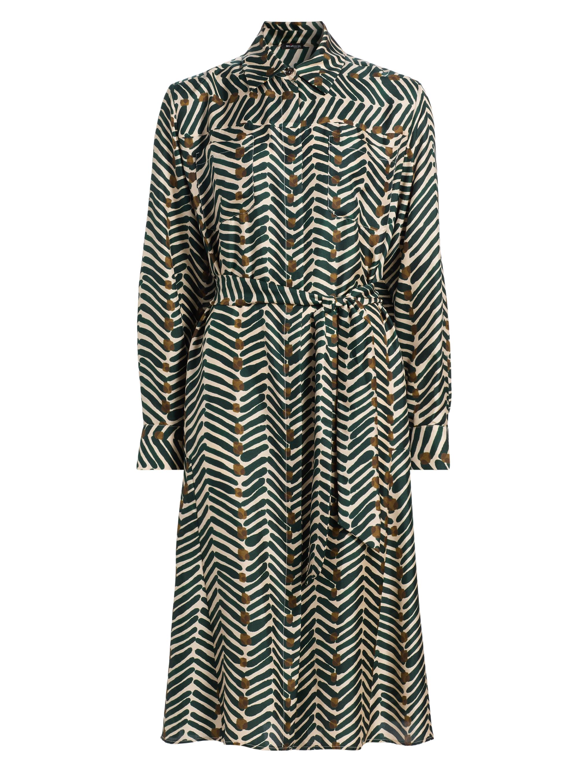 Kiton Women's Printed Silk Belted Shirtdress - Green