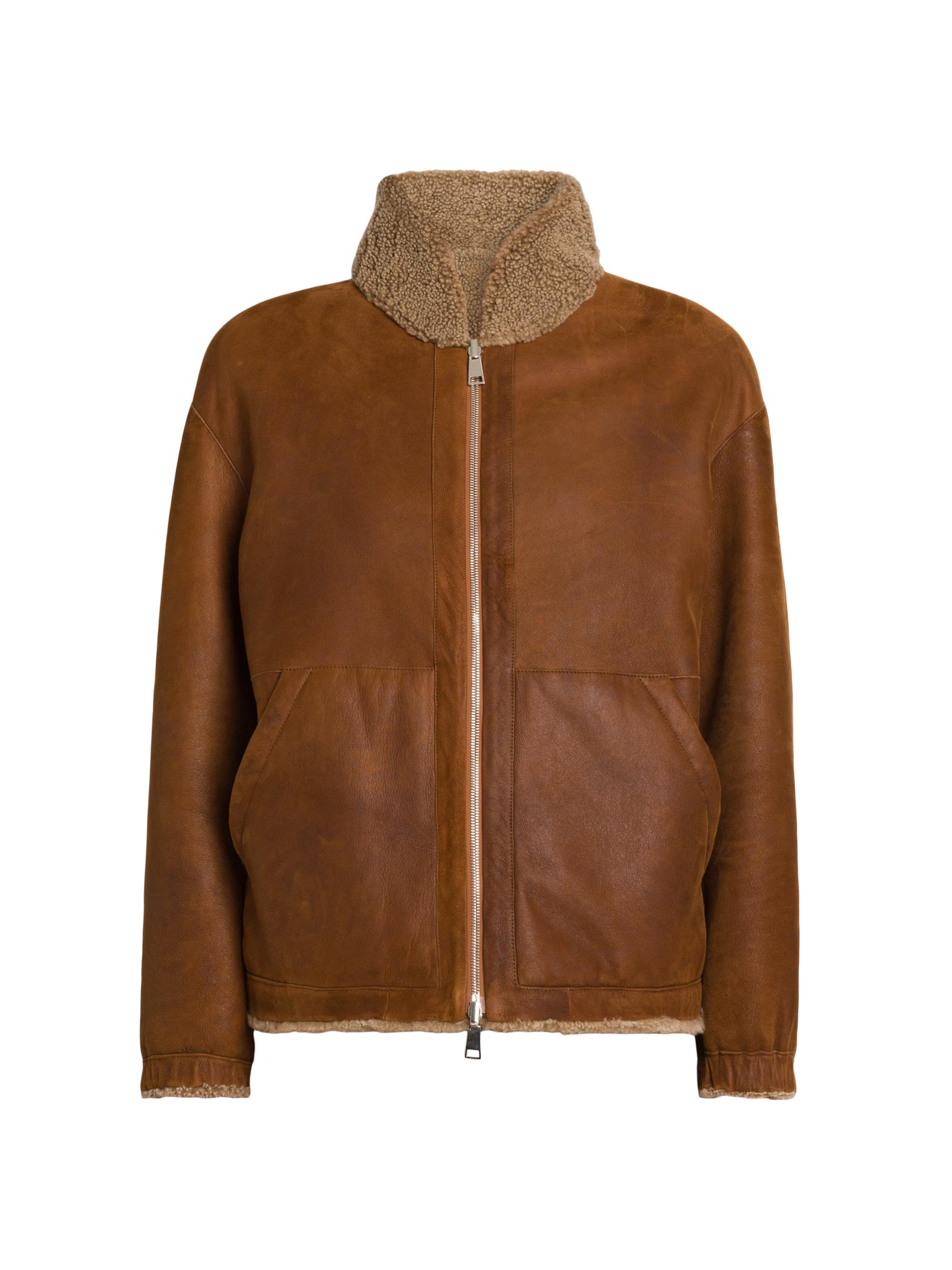 Akris Yasha Leather Shearling Jacket | Saks Fifth Avenue