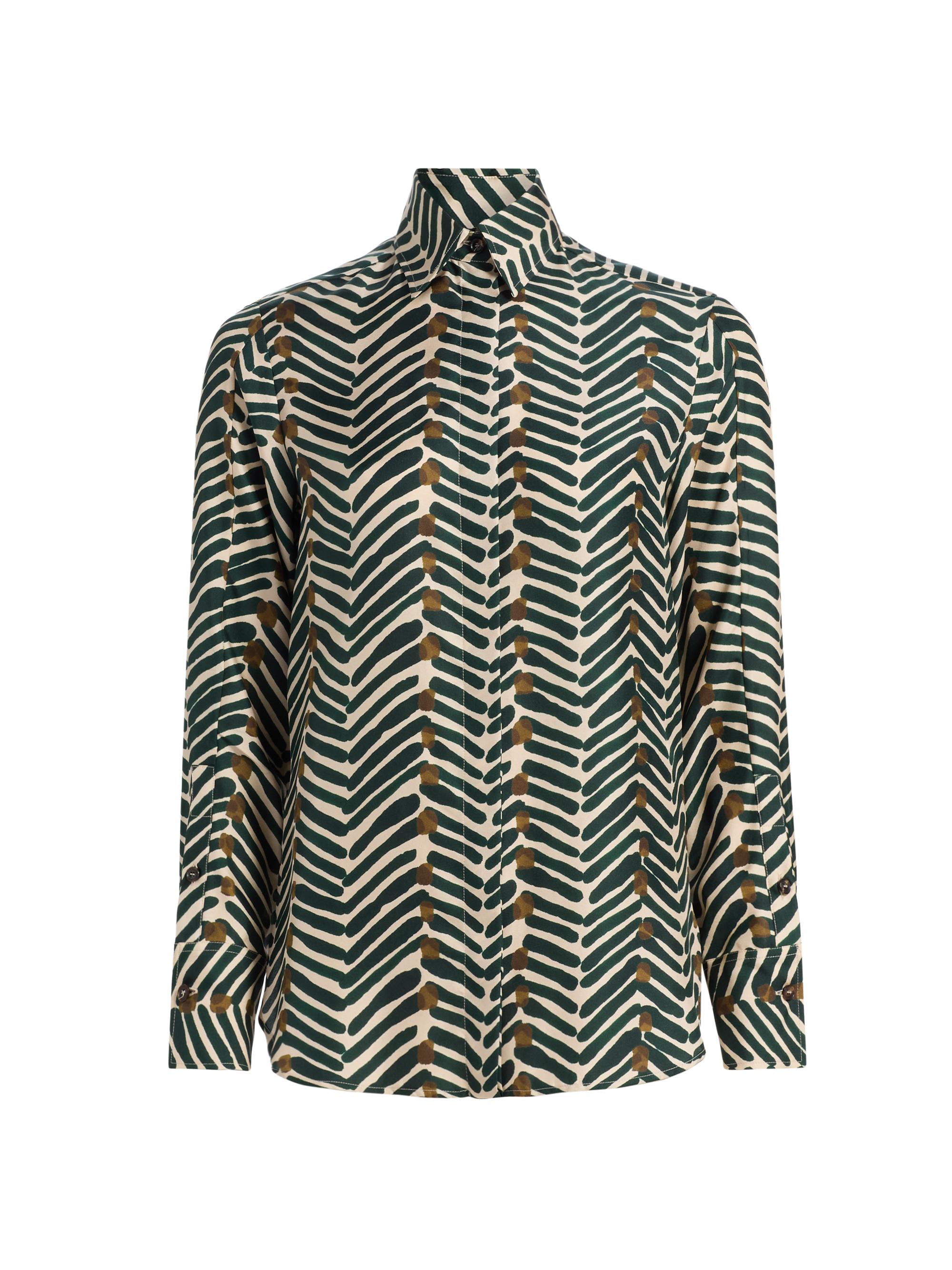 Kiton Women's Printed Silk Blouse - Green