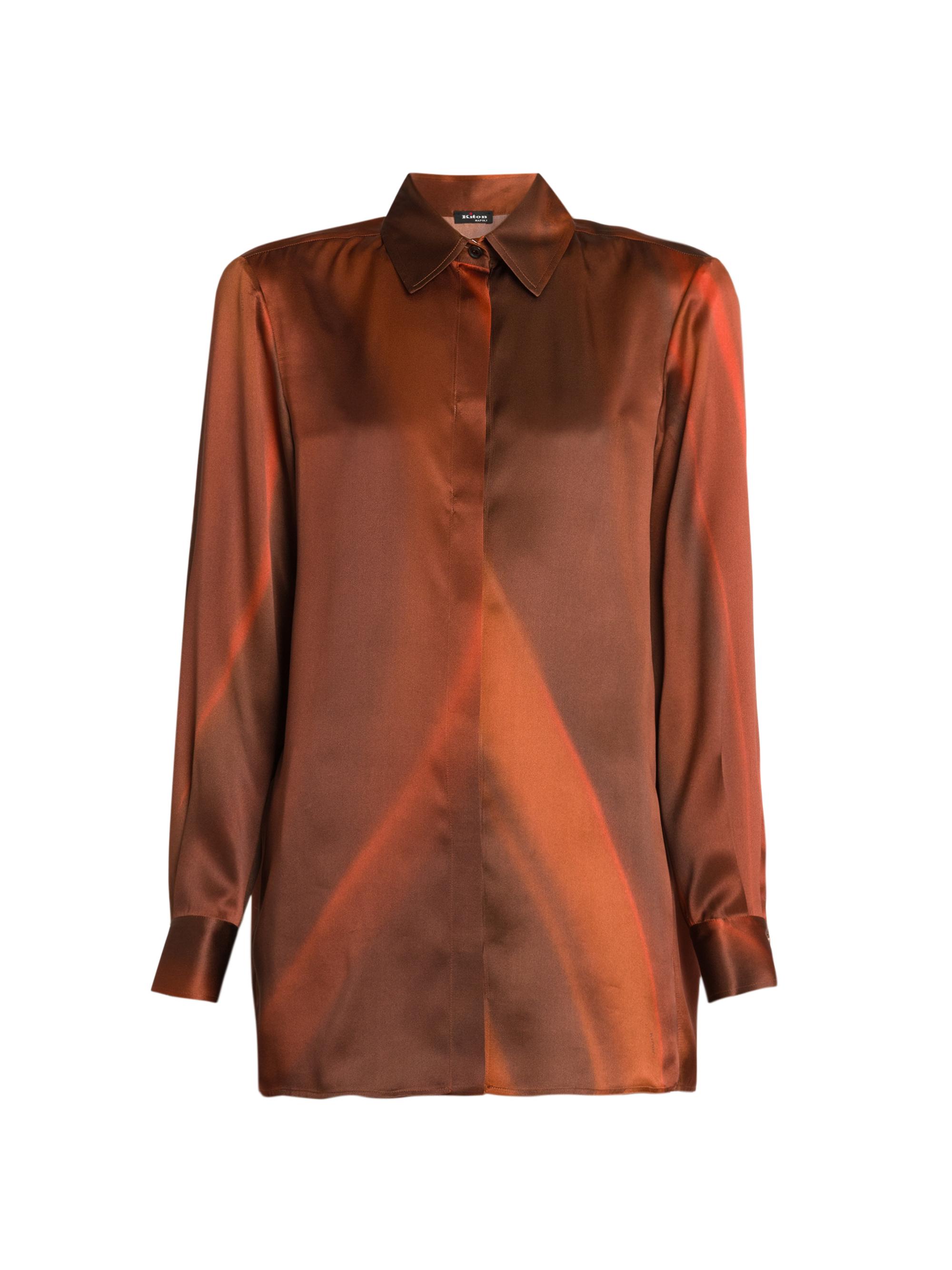 Kiton Women's Ombré Long-Sleeve Printed Silk Shirt - Brown Rust
