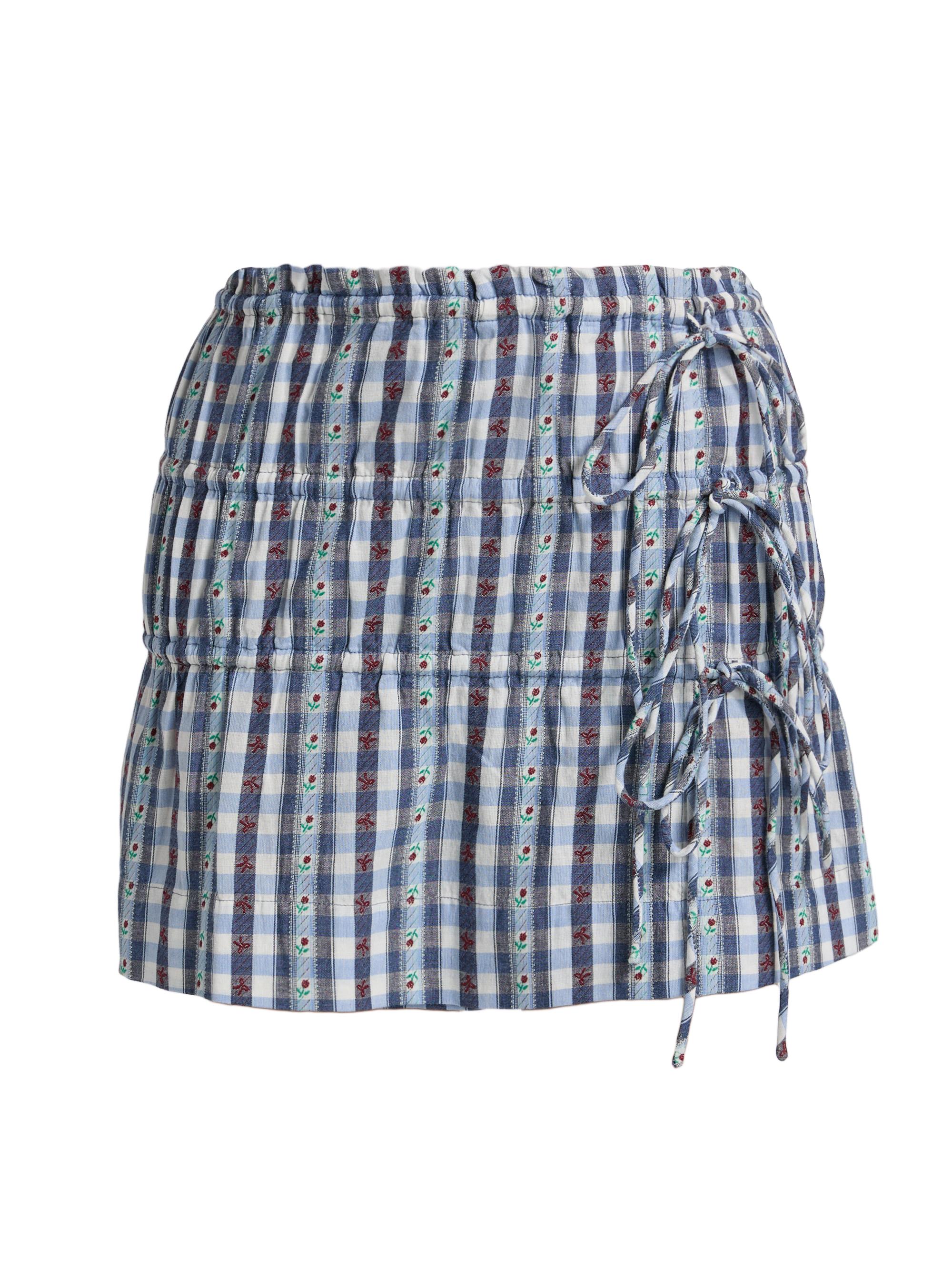 Damson Madder Women's Este Floral Gingham Miniskirt - Blue Margot Gingham