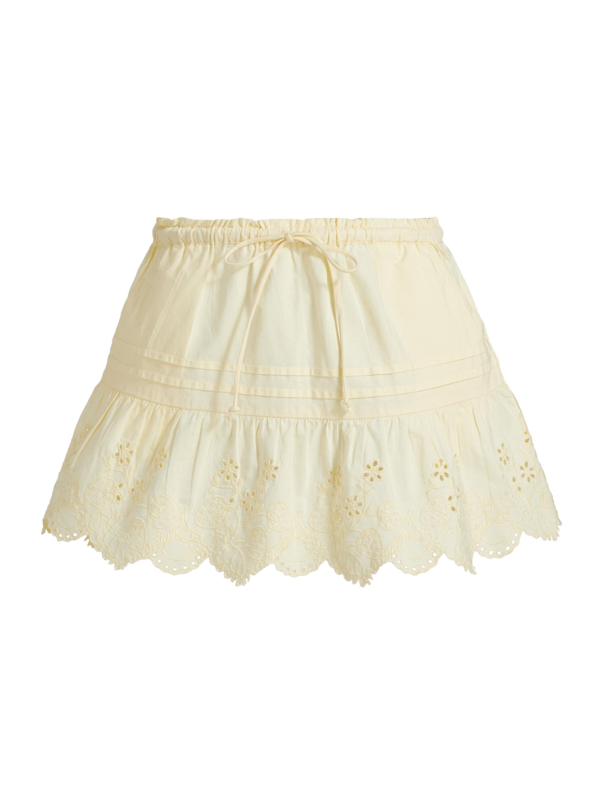 Damson Madder Women's Gabriette Eyelet Miniskirt - Butter Yellow