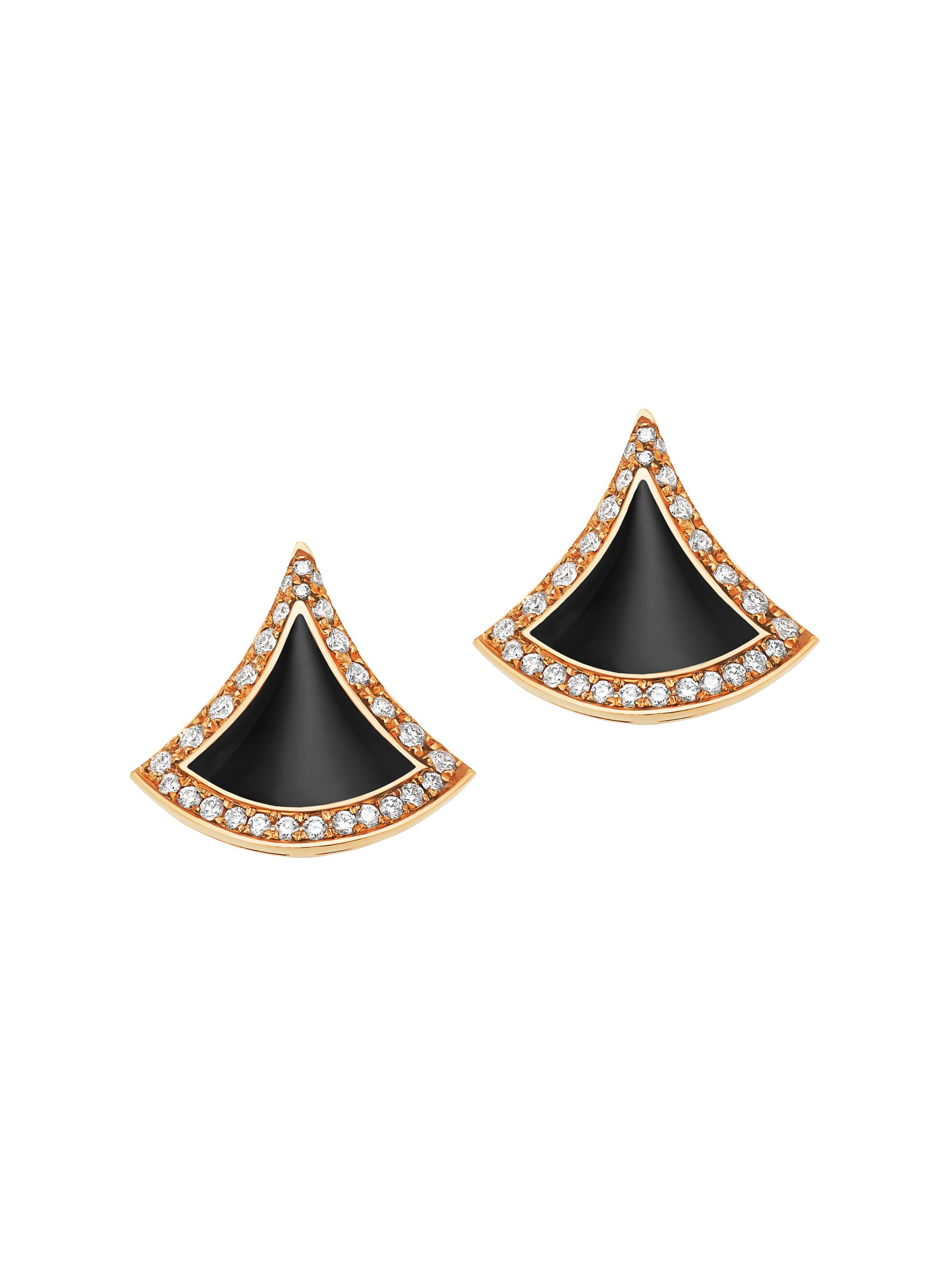 BVLGARI Women's Divas' Dream 18K Yellow Gold, Black Onyx & 0.10 TCW Diamond Stud Earrings - Yellow Gold
