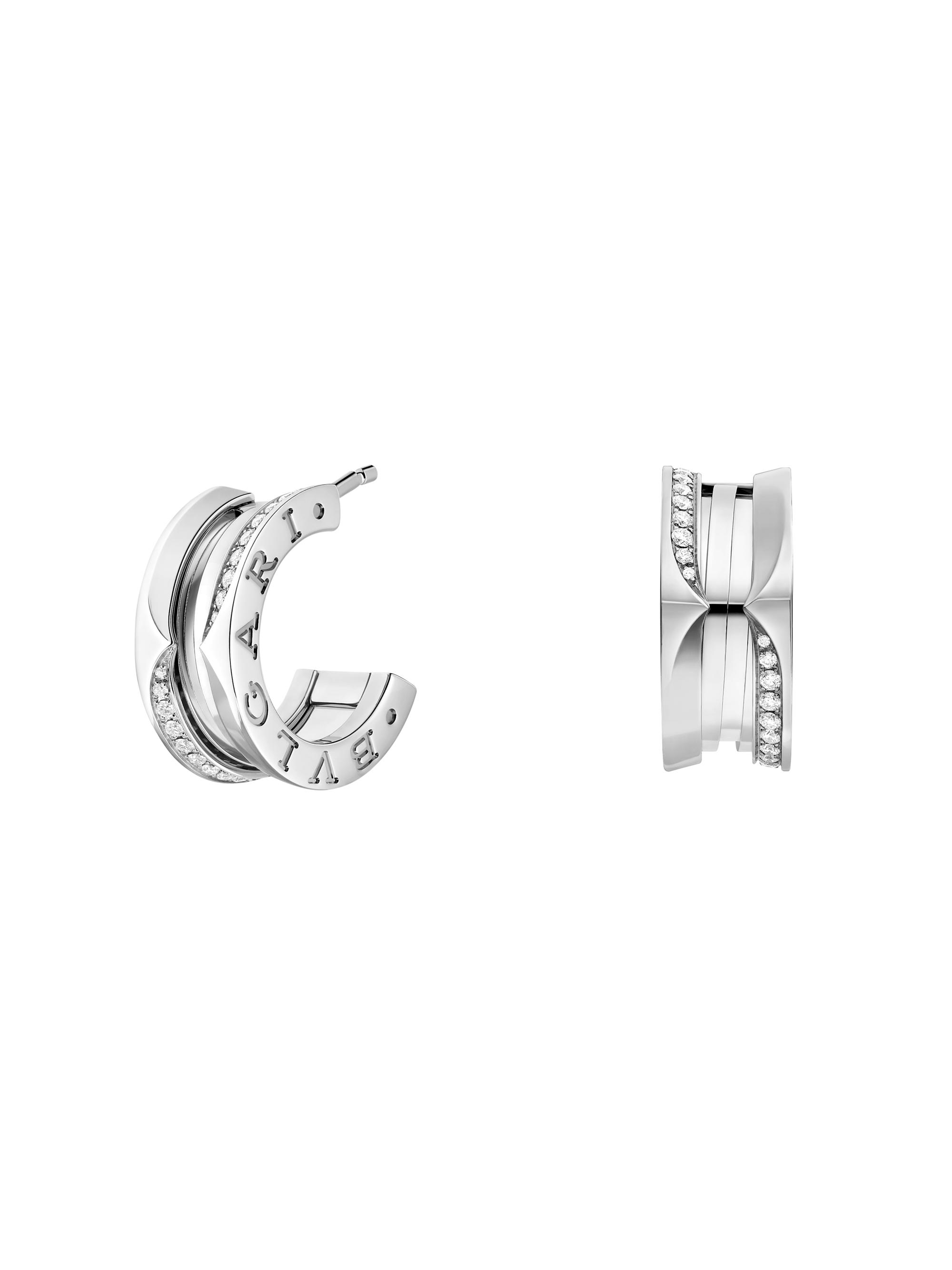 BVLGARI Women's B01 18K Rose Gold & 0.22 TCW Diamond Pavé Hoop Earrings - White Gold