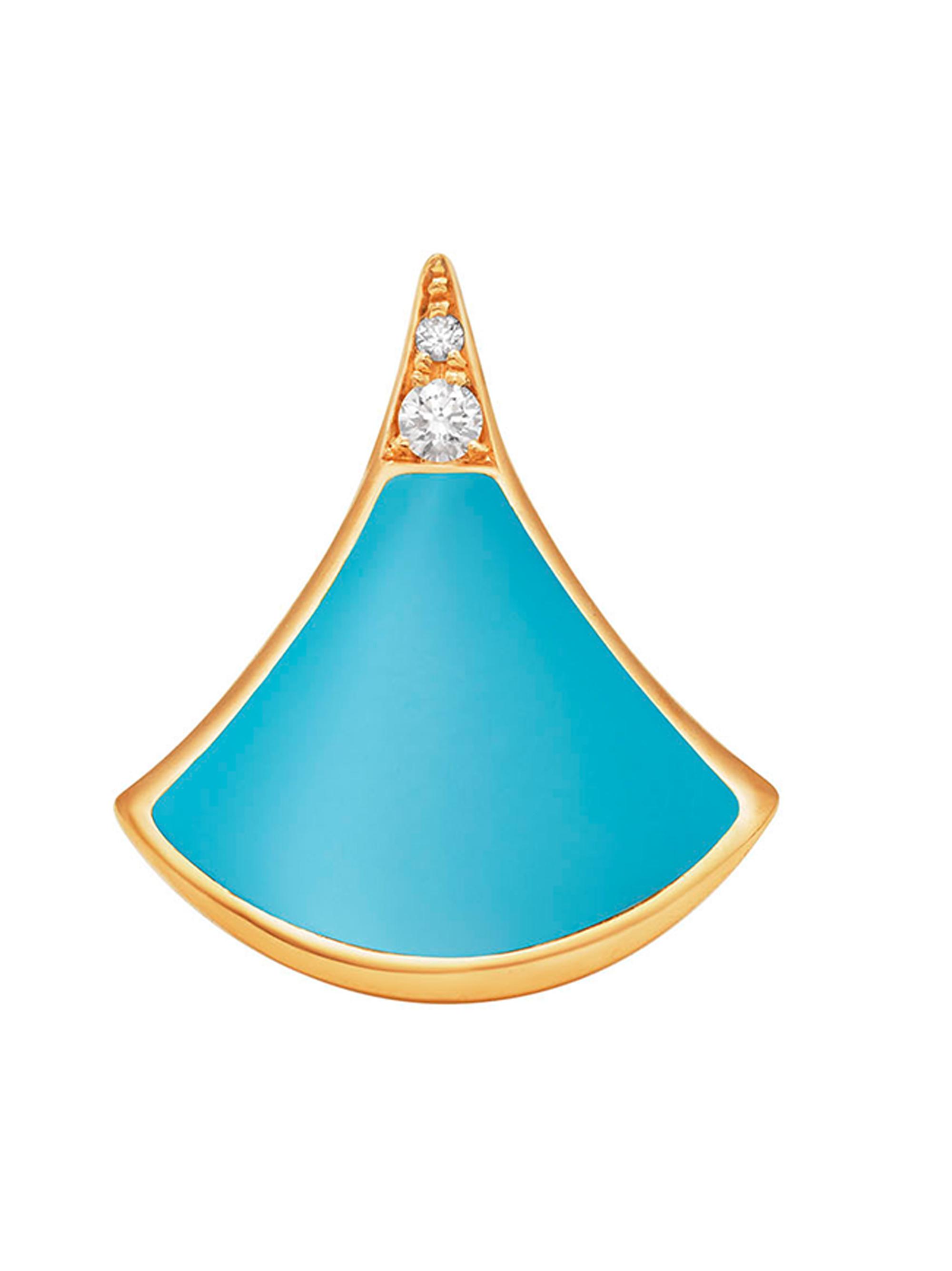 BVLGARI Women's Divas'Dream 18K Yellow Gold, Turquoise & 0.01 TCW Diamond Single Stud Earring - Turquoise