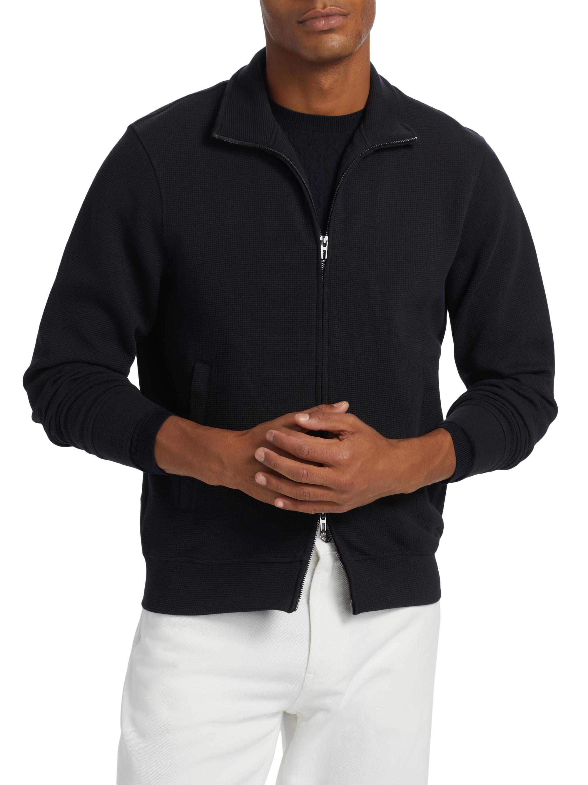Emporio Armani Textured Cotton Zip-Front Jacket | Saks Fifth Avenue