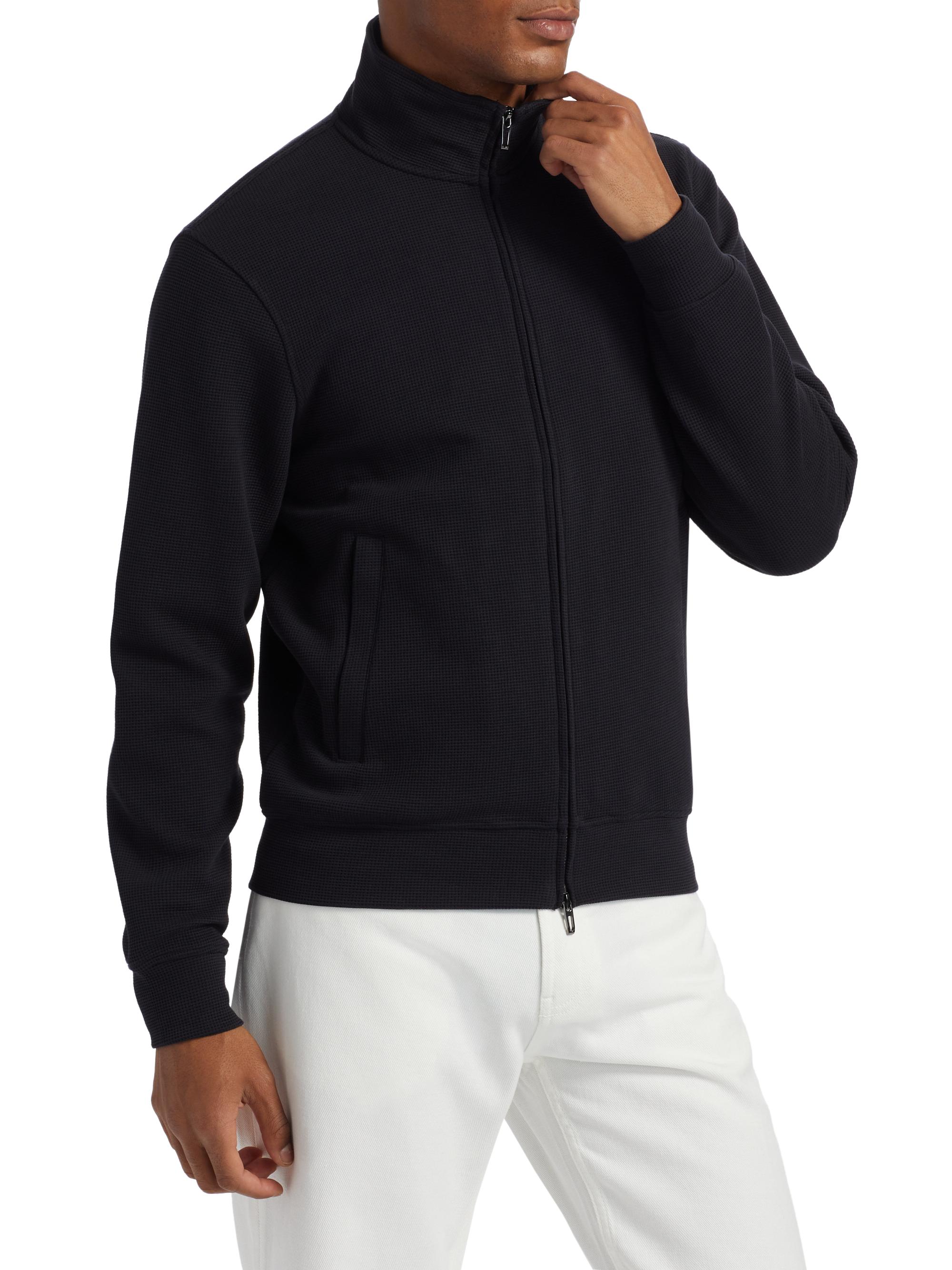 Emporio Armani Textured Cotton Zip-Front Jacket | Saks Fifth Avenue