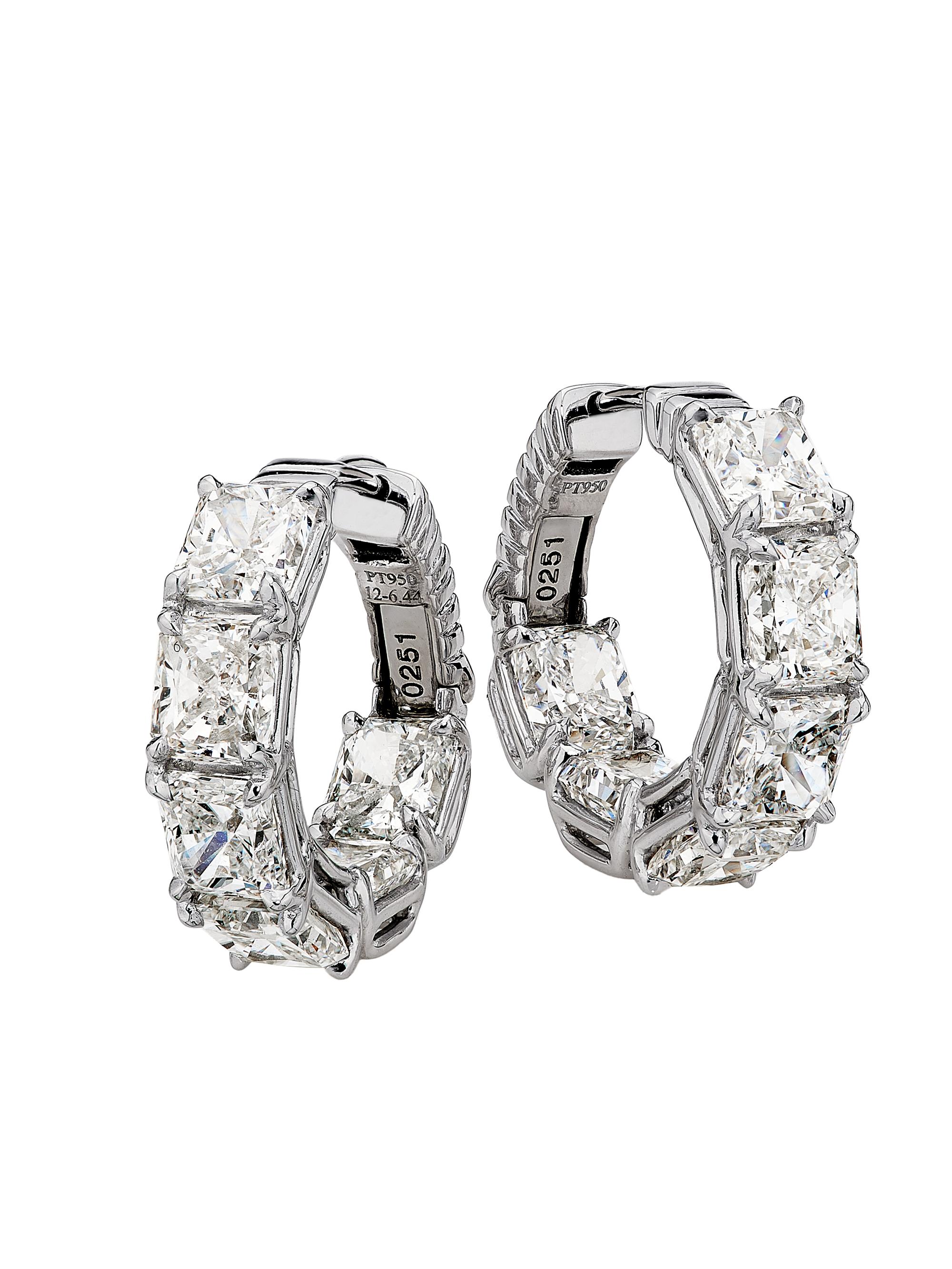 Platinum & 6.44 TCW Diamond Huggie Earrings