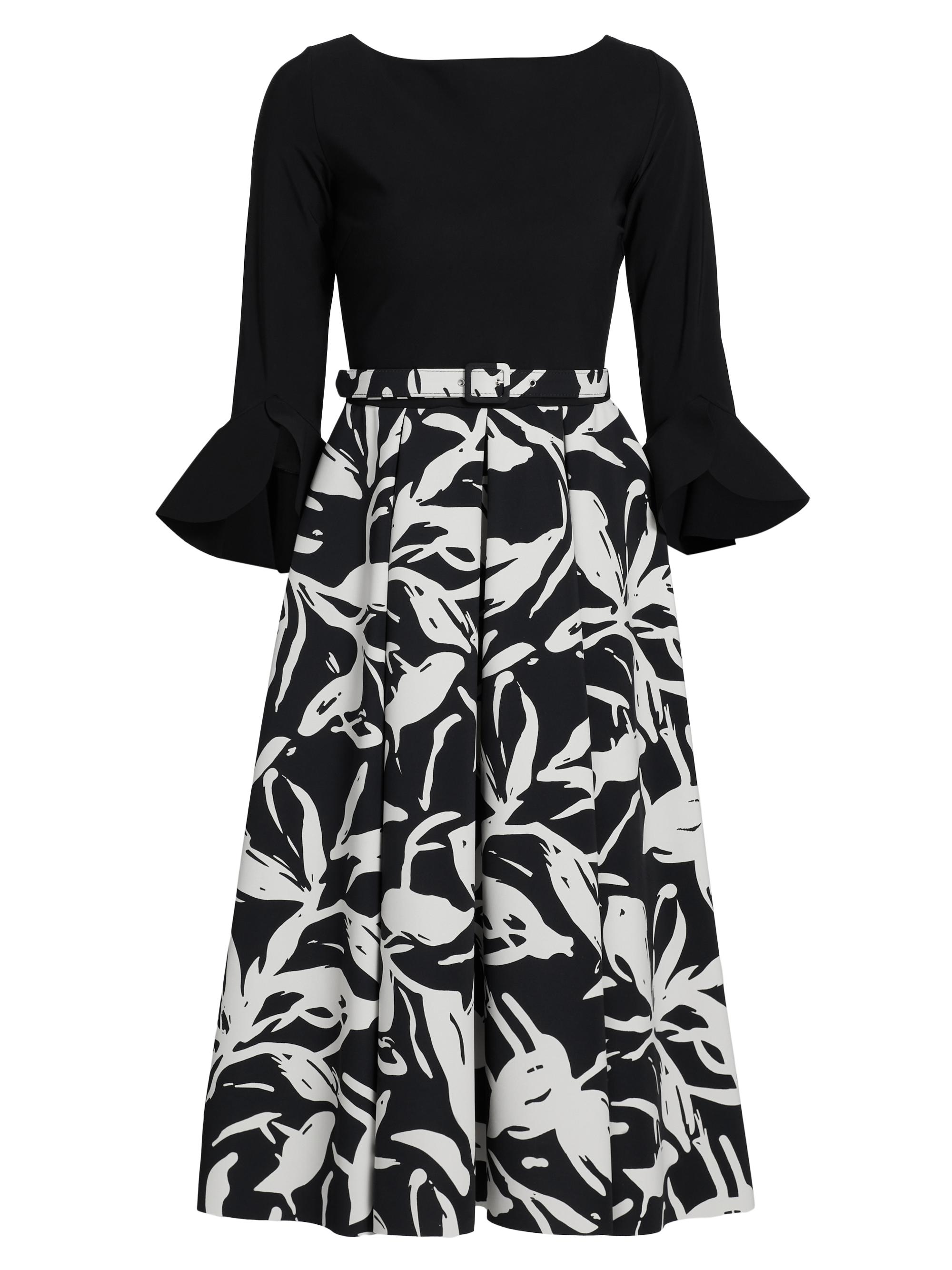 Chiara Boni La Petite Robe Women's Avalana Floral Fit & Flare Midi-Dress - Bianca Print Black