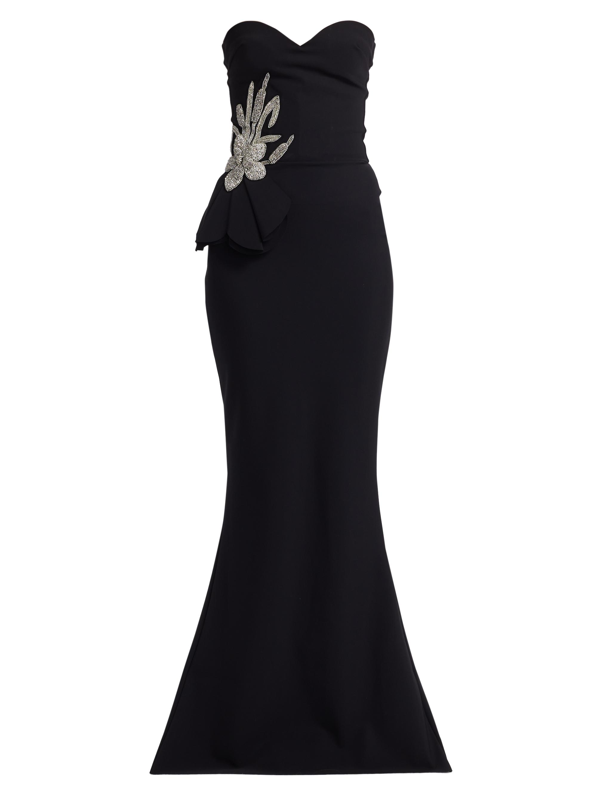 Chiara Boni La Petite Robe Women's Grenawa Floral Beaded Strapless Gown - Black