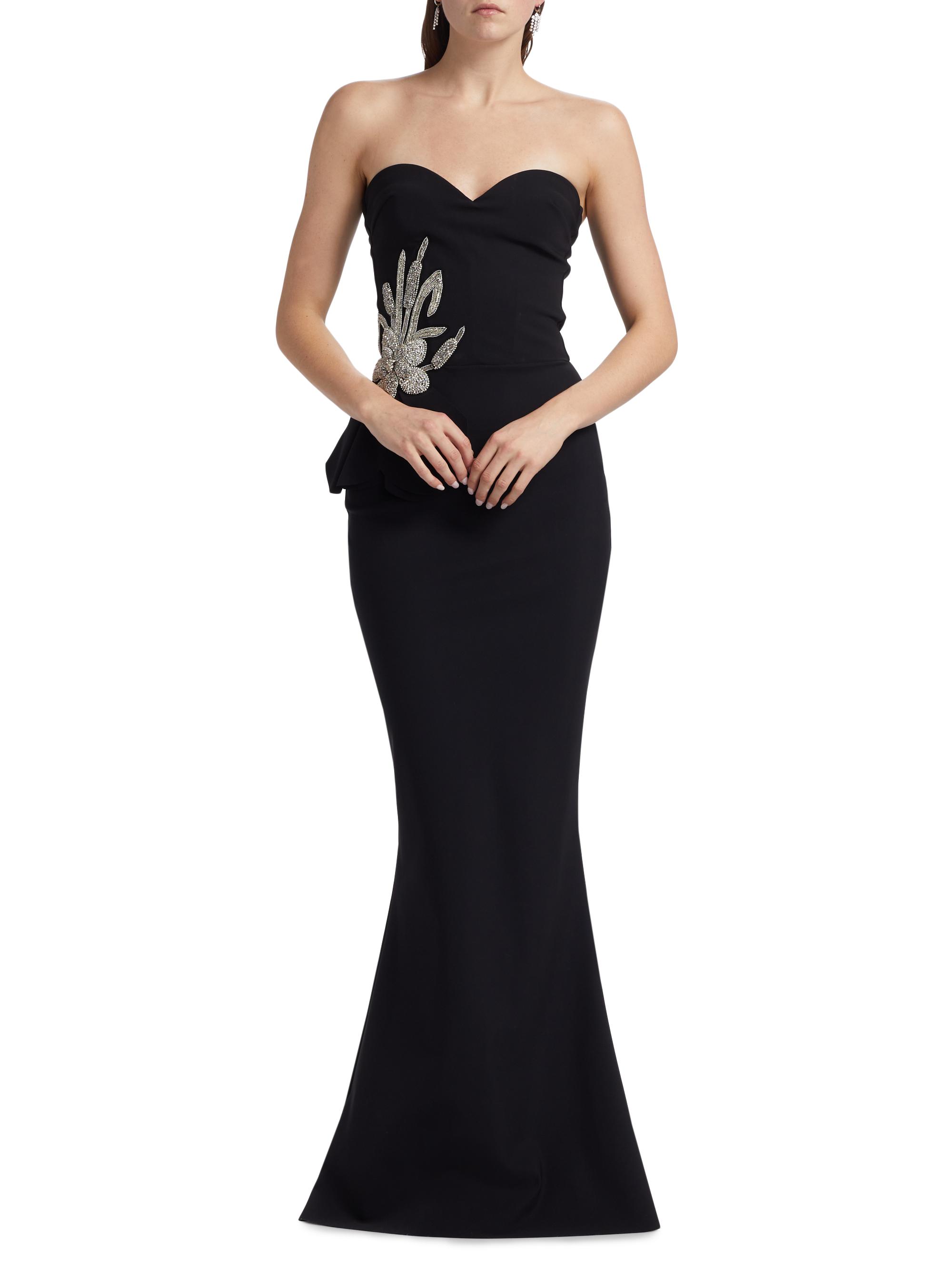 グラント LaLaビスチェ 黒E75 Chiara Boni La Petite Robe Grenawa Floral Beaded Strapless Gown