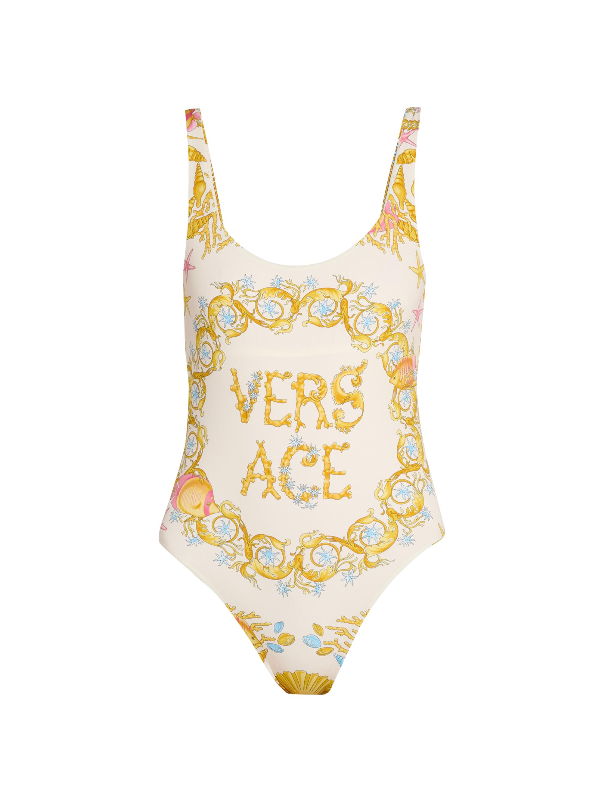Versace Women's Underwater Barocco Stretch One-Piece Swimsuit - Eggshell Multicolor