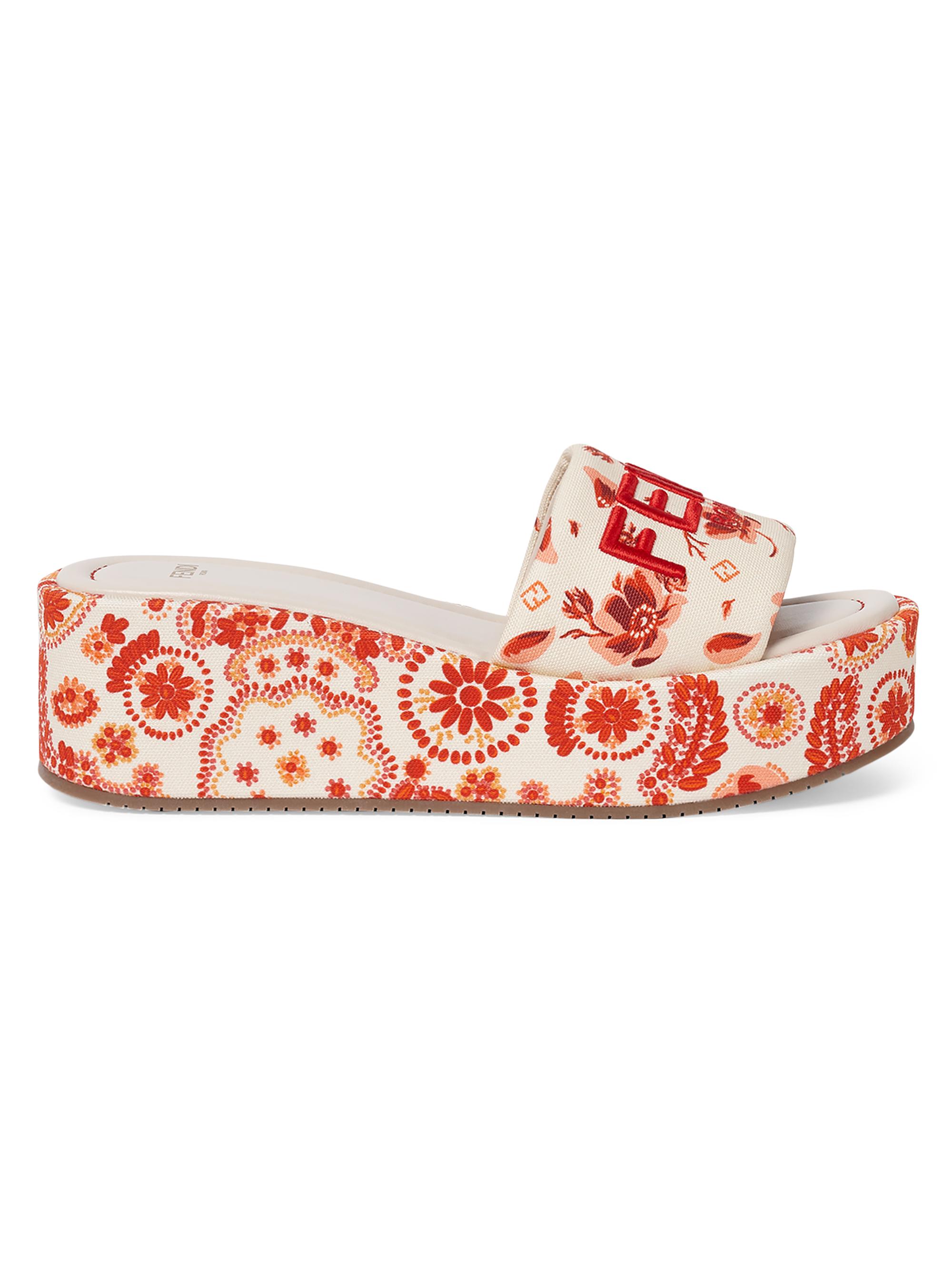 Fendi Women's Sunshine Logo Brocade Platform Slides - Camelia Lava  Sandals