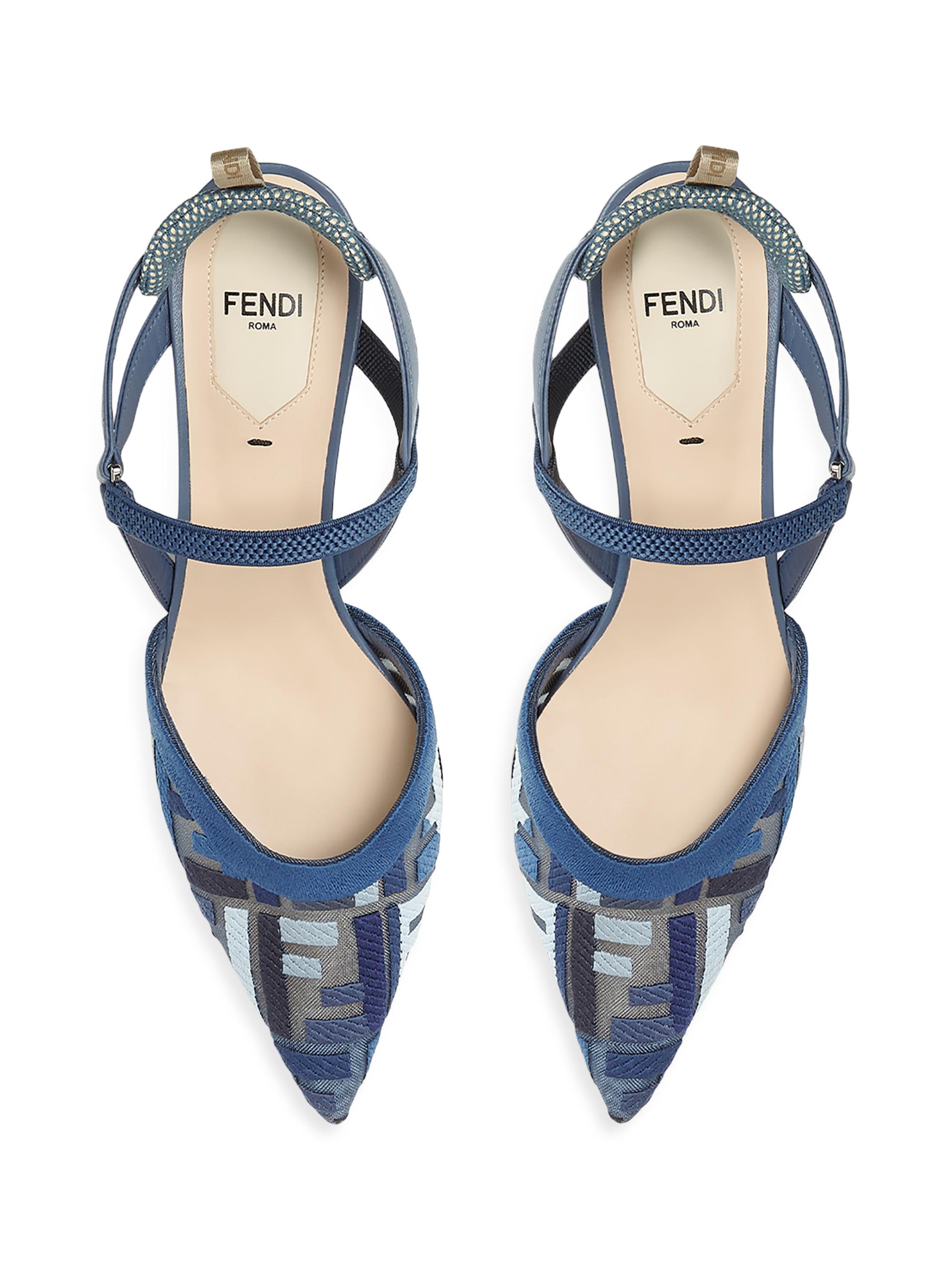 Fendi Colibri FF Logo Print 55MM Slingback Pumps | Saks Fifth Avenue