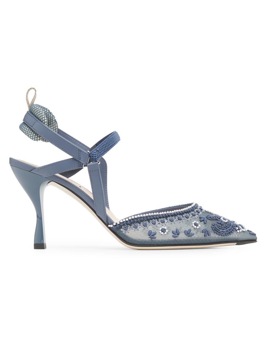 Fendi Bandana Embroidered 85MM Sandals | Saks Fifth Avenue