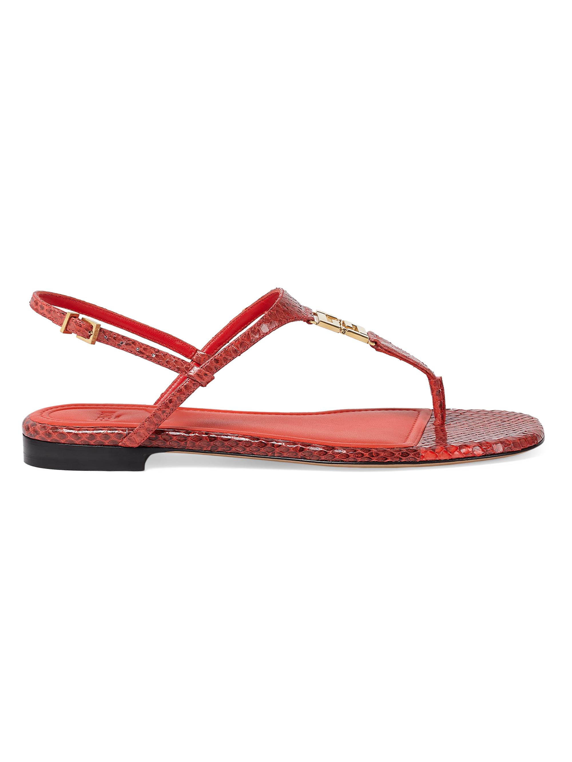 Fendi Women's FFold Leather Sandals - Lava