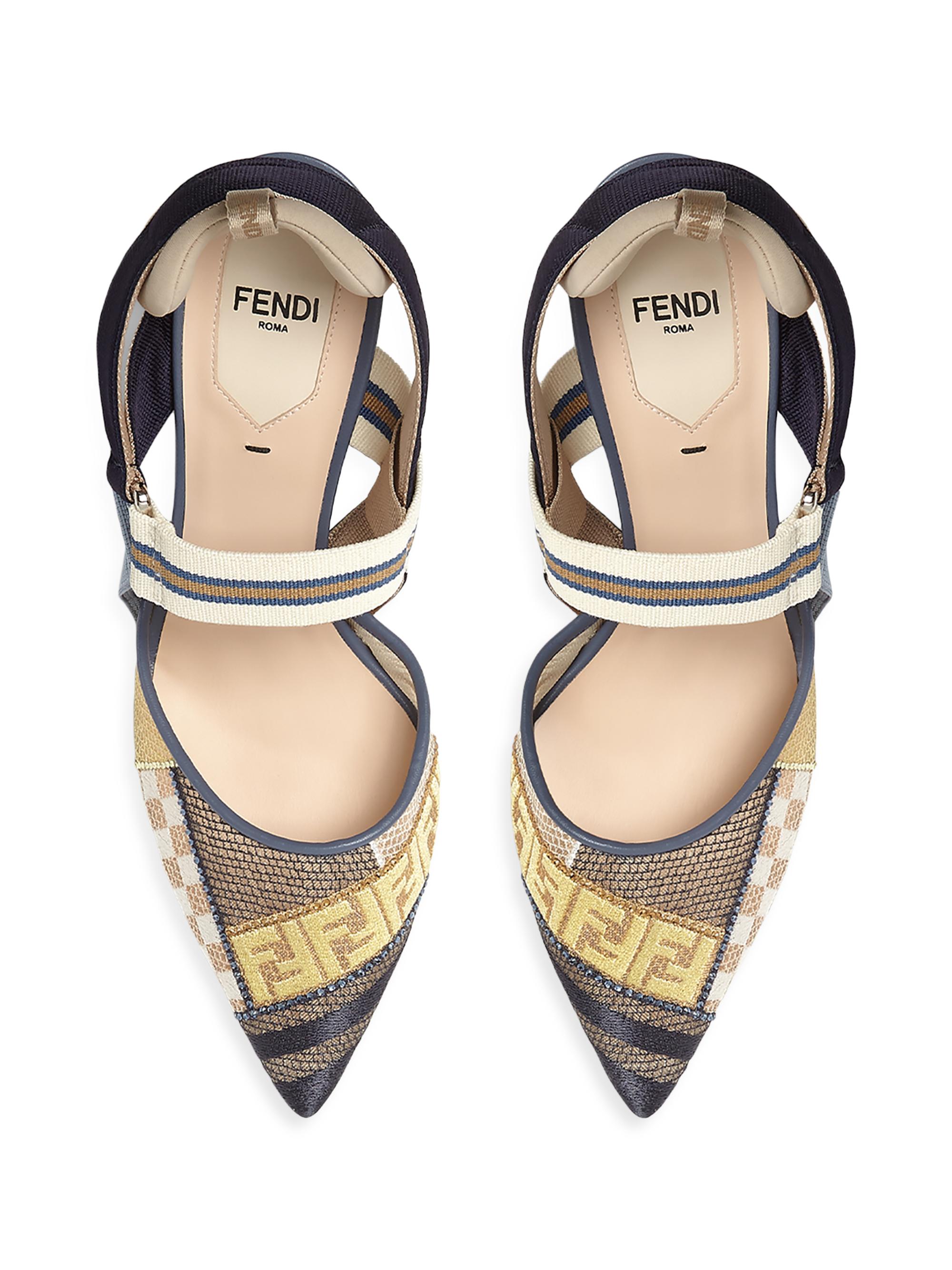 Fendi Colibri 85MM Crystal-Embellished Slingback Pumps | Saks