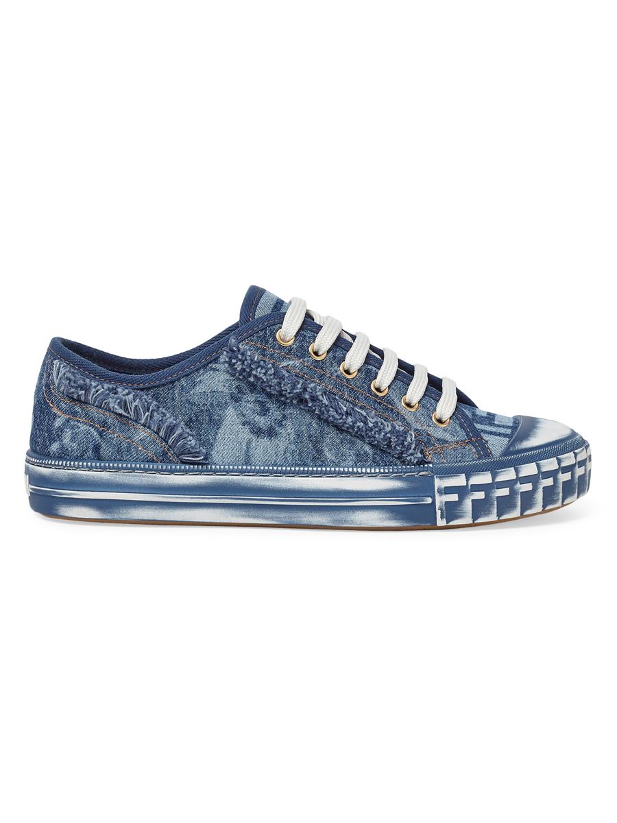 Fendi Domino Frayed Denim Sneakers | Saks Fifth Avenue