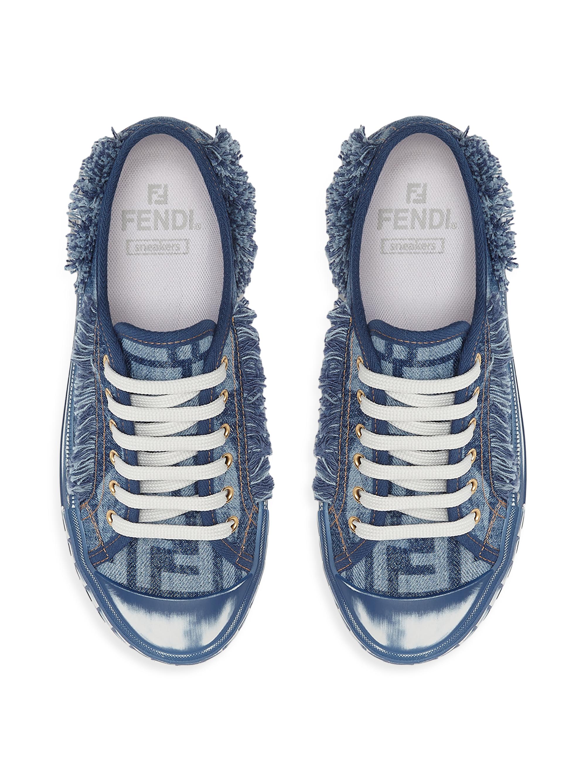 Fendi Domino Frayed Denim Sneakers | Saks Fifth Avenue