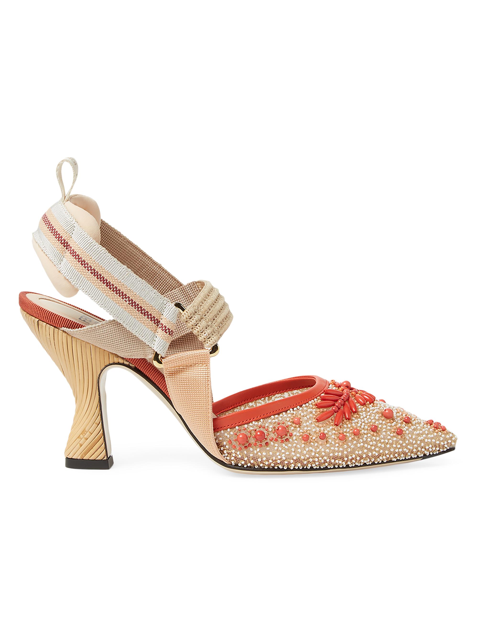 Fendi Women's Colibri 85MM Embellished Pumps - Beige