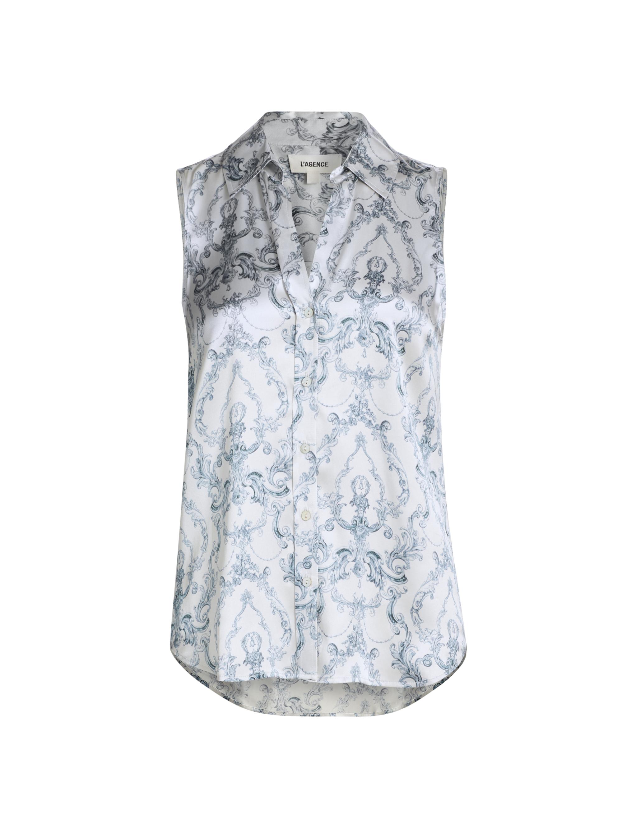 Emmy Printed Silk Sleeveless Blouse