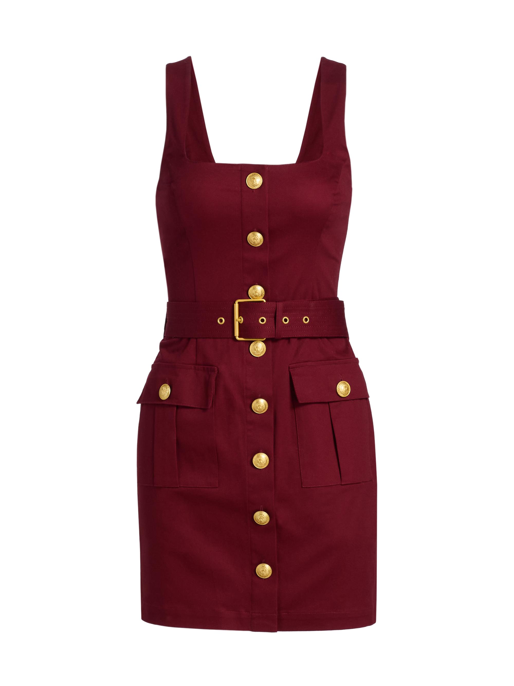 L'AGENCE Women's Midy Belted Button-Front Minidress - Black Cherry