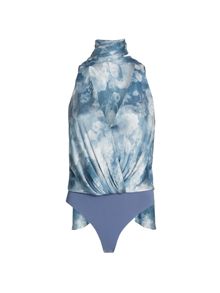 L'AGENCE Ichirou Floral Sleeveless Tieneck Bodysuit | Saks