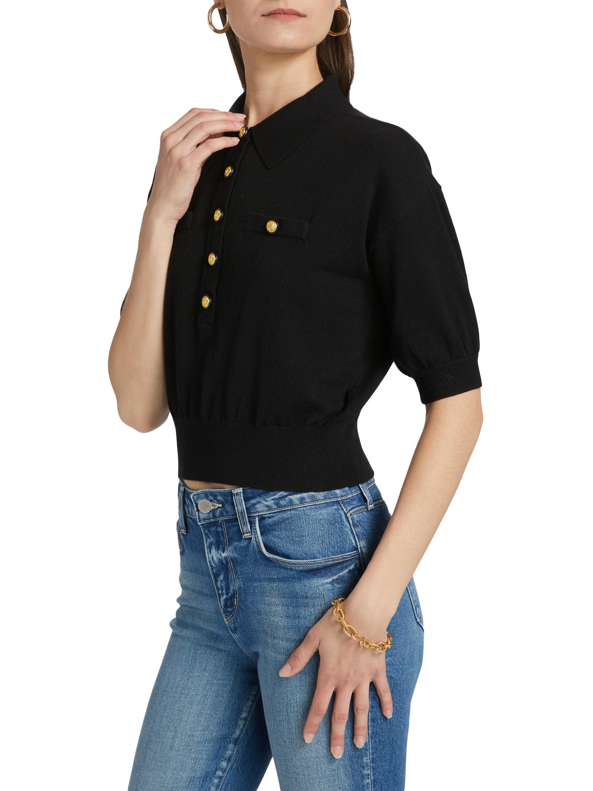 L'AGENCE Masaki Knit Short-Sleeve Sweater | Saks Fifth Avenue