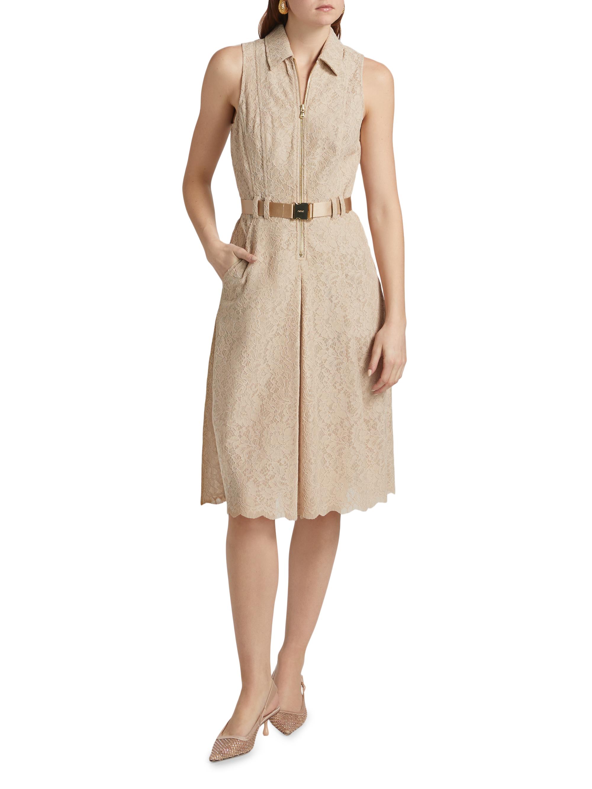 L'AGENCE Kylo Cotton-Blend Lace Belted Shirtdress | Saks Fifth Avenue
