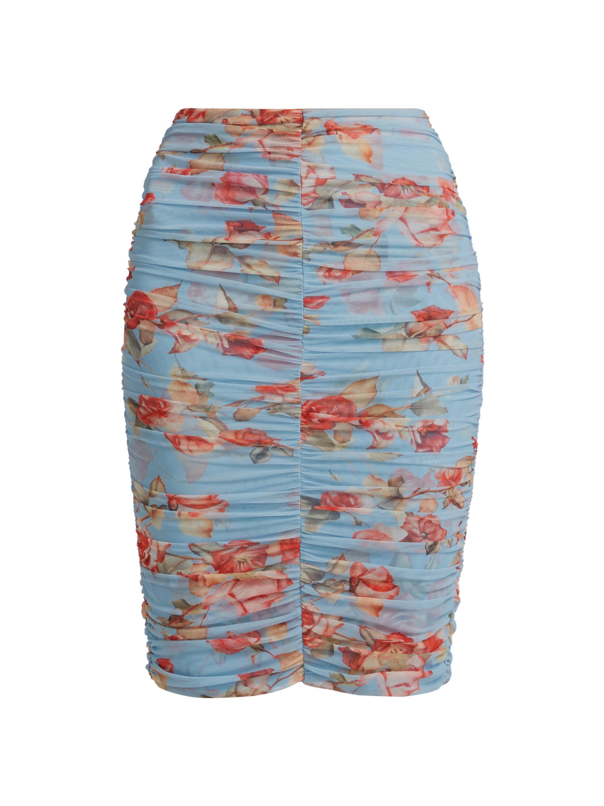 L'AGENCE Women's Isodora Floral Mesh Pencil Skirt - Light Blue Tapestry Floral