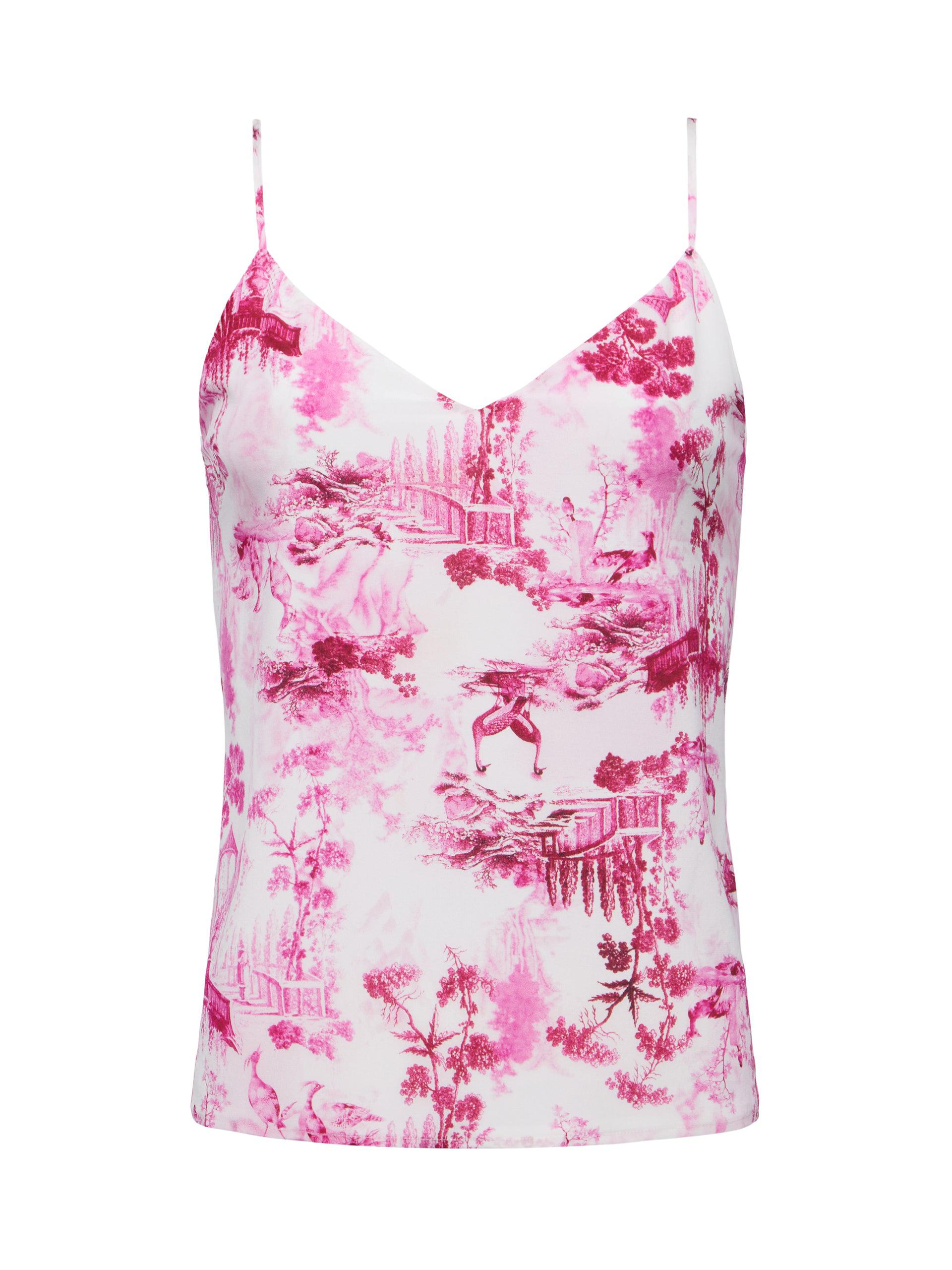 L'AGENCE Women's Jane Toile Silk Top - White Pink Small Porcelain