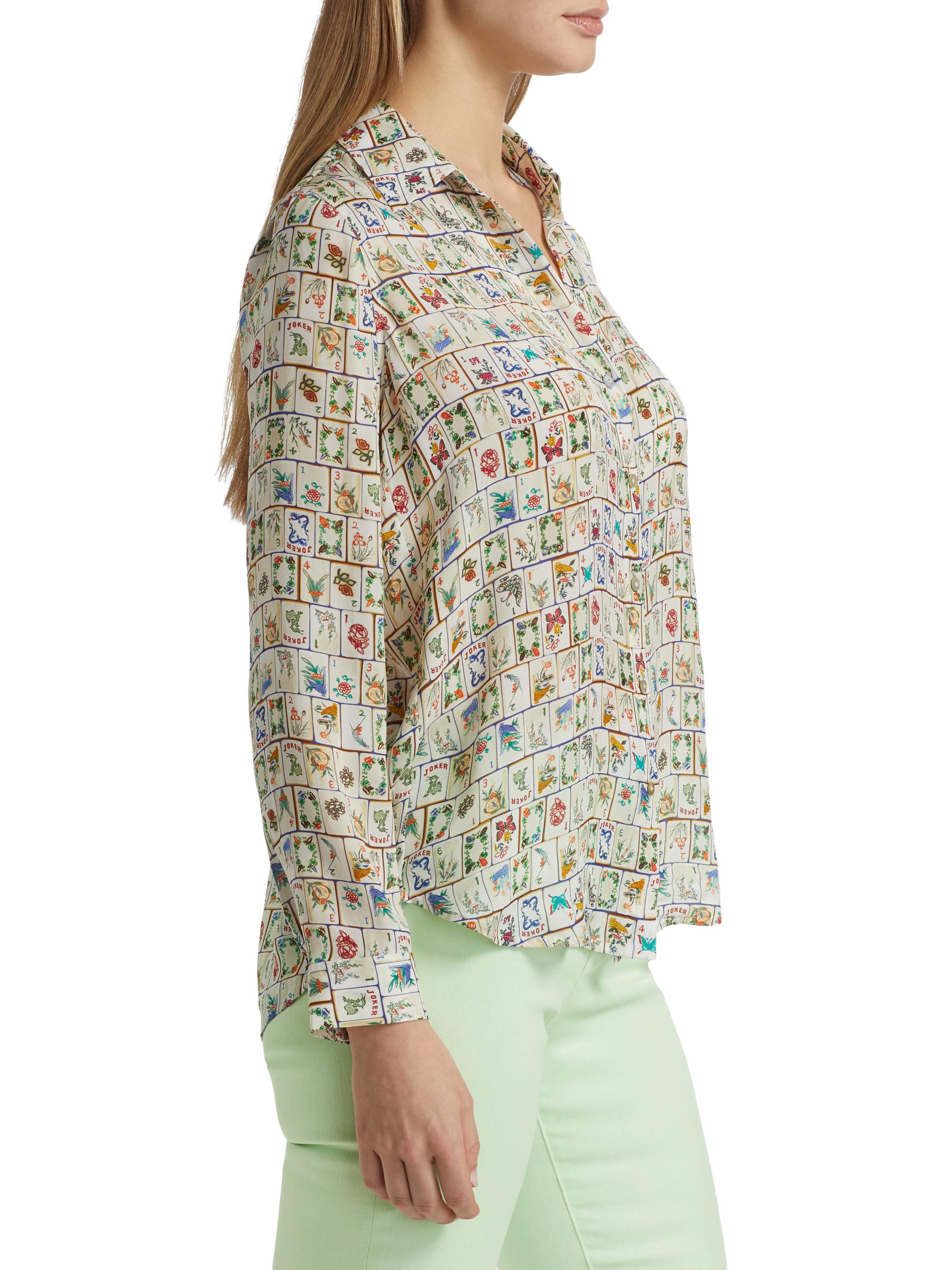 L'AGENCE Nina Silk Printed Button-Front Blouse | Saks Fifth Avenue