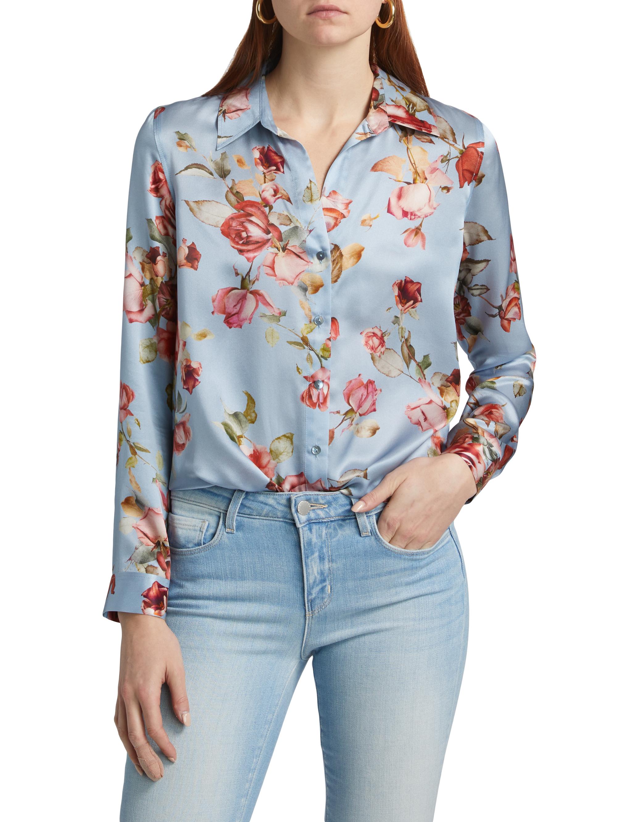 L'AGENCE Tyler Floral Silk Blouse | Saks Fifth Avenue
