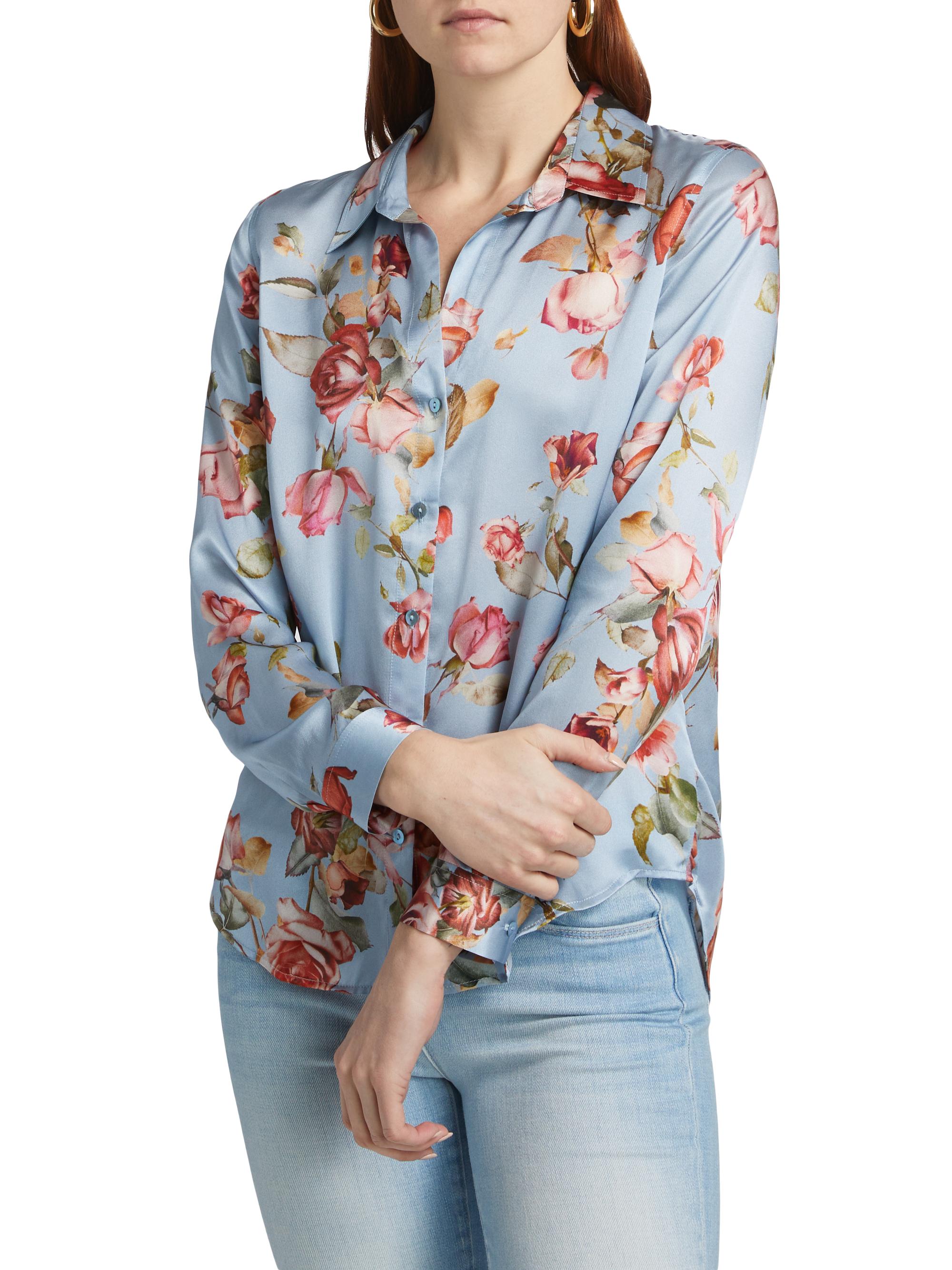 L'AGENCE Tyler Floral Silk Blouse | Saks Fifth Avenue